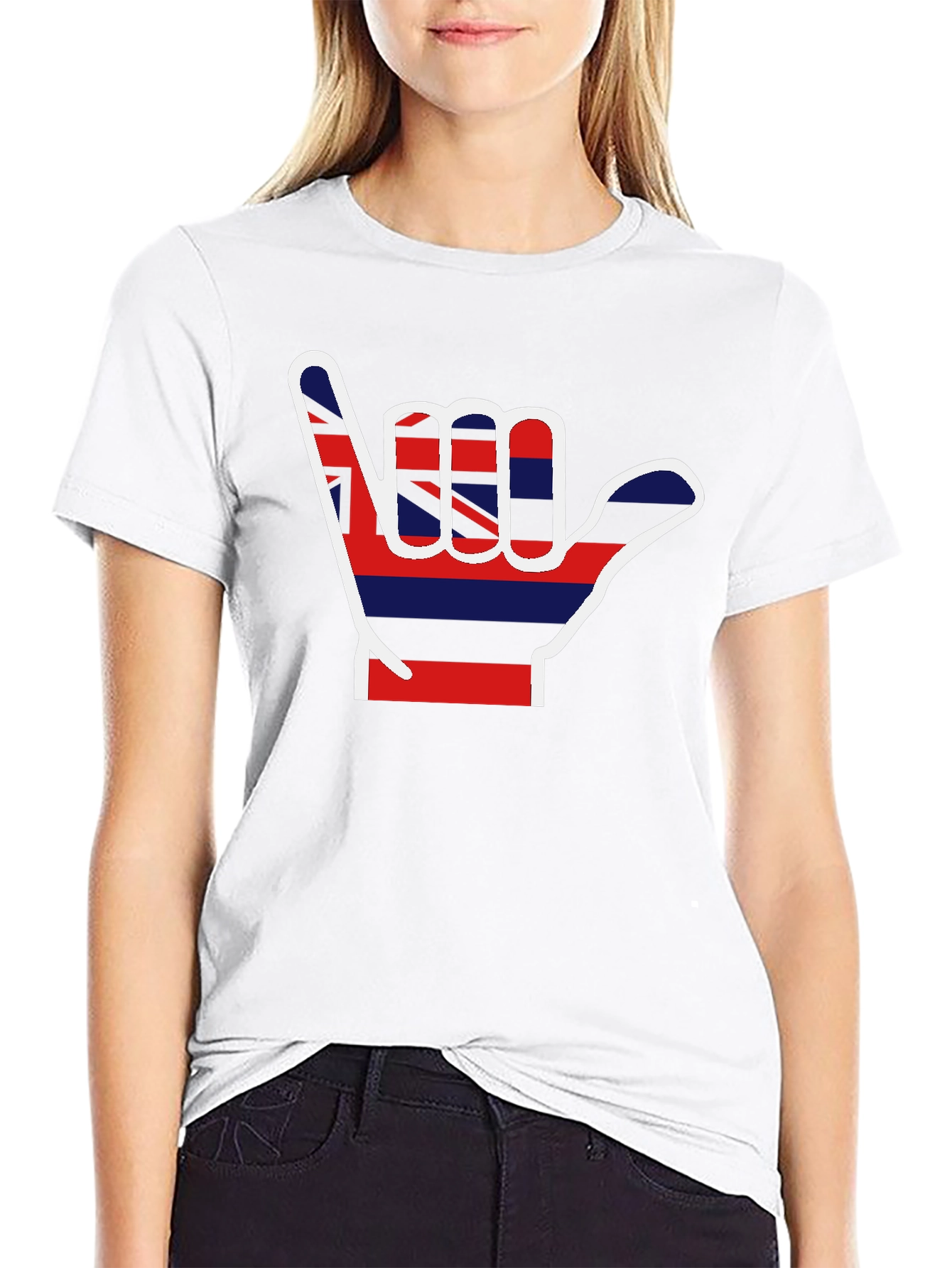 Hang Loose Hawaiian Flag Shaka Graphic T-Shirt