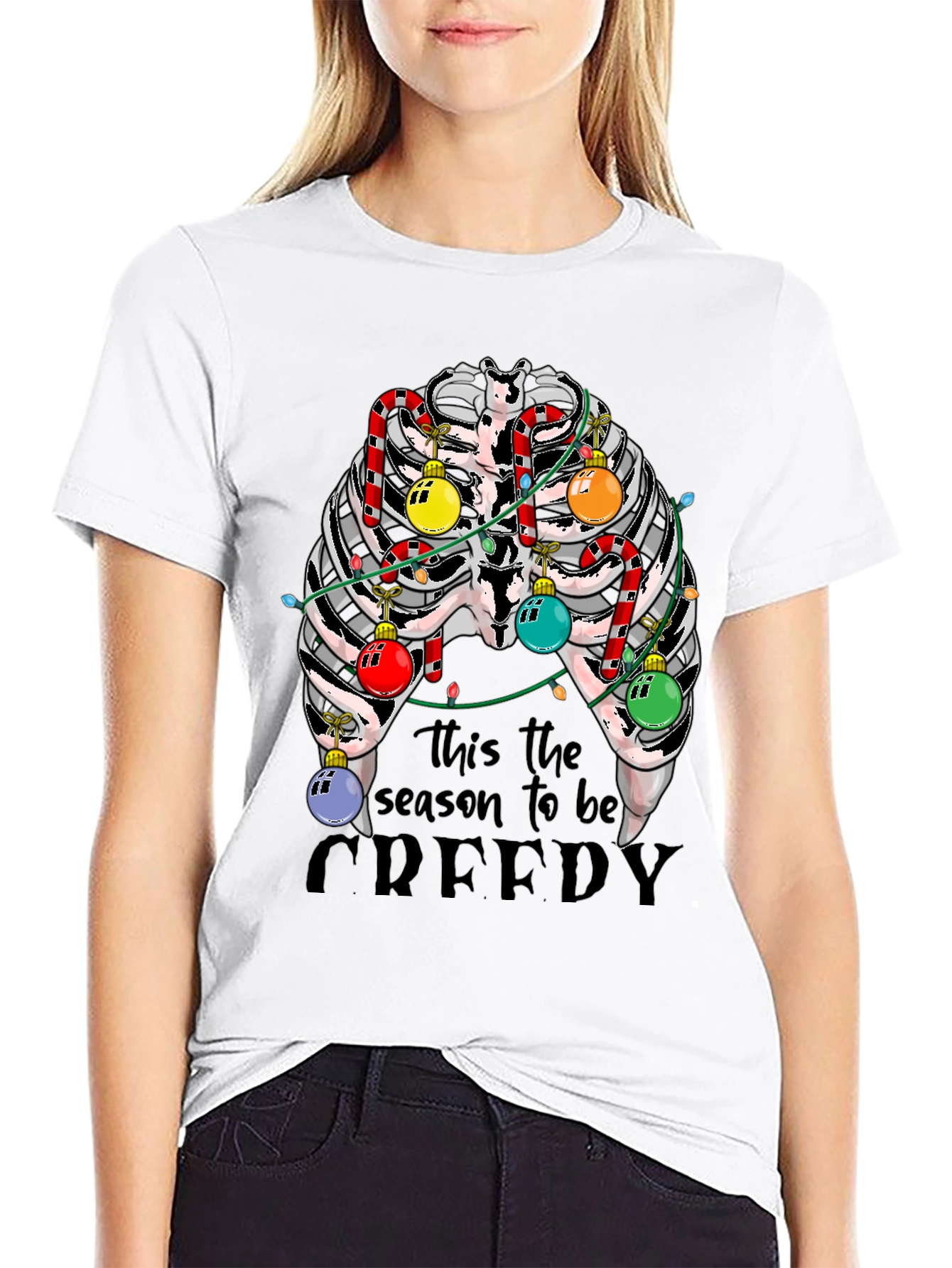Creepy Season Rib Cage Christmas T-Shirt