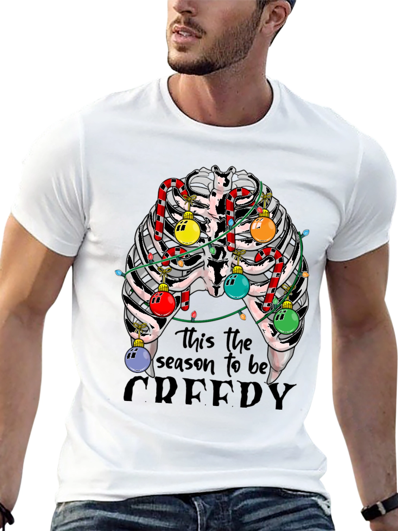 Creepy Season Rib Cage Christmas T-Shirt
