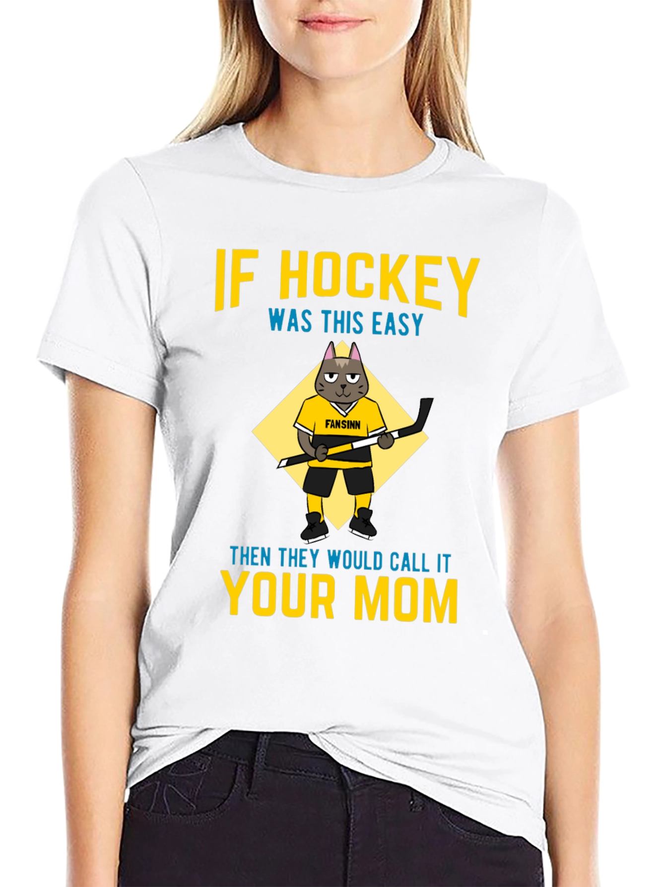 Funny Hockey Mom T-Shirt - Cat Graphic Tee