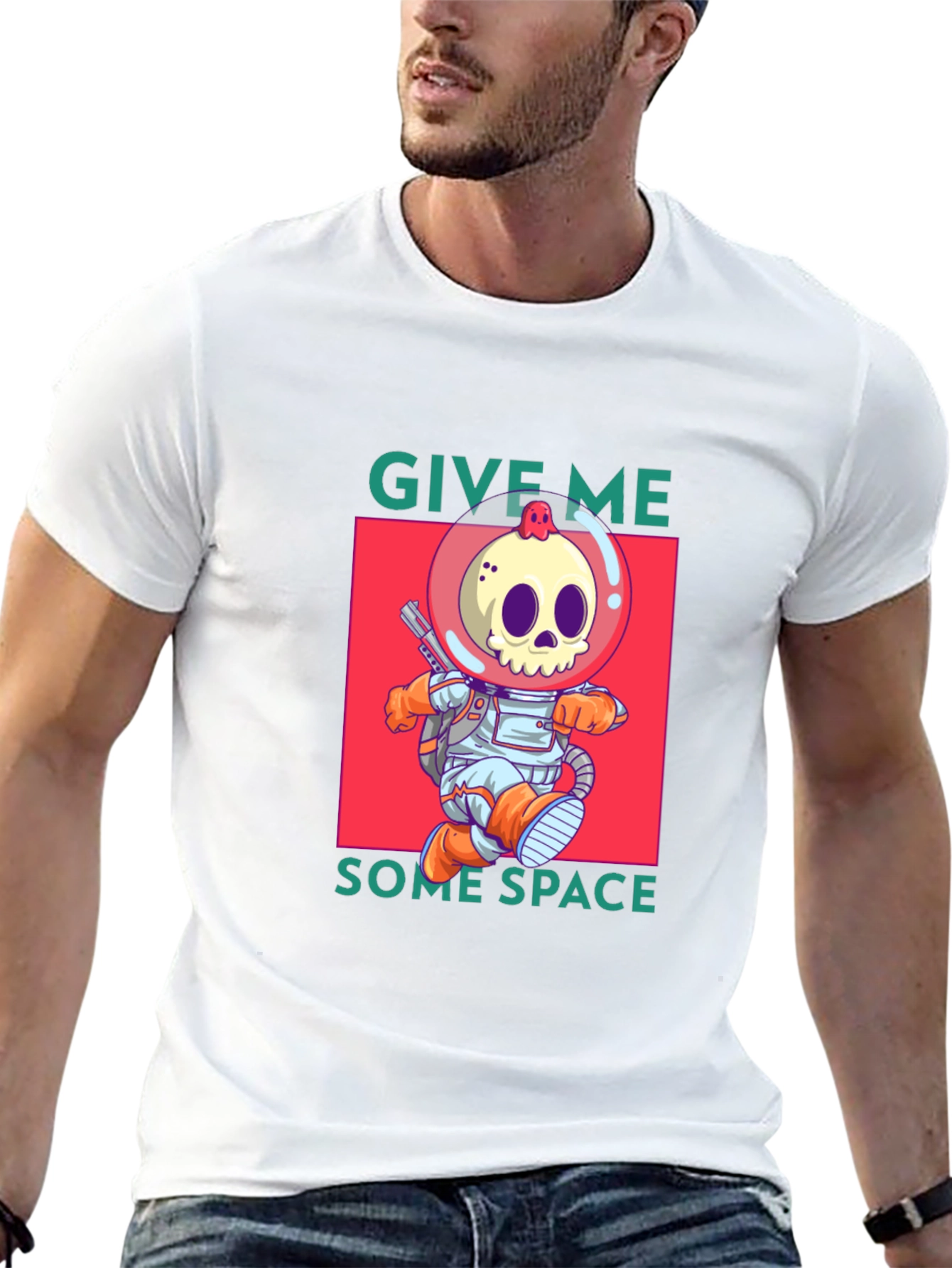 Funny Space Skull Graphic T-Shirt