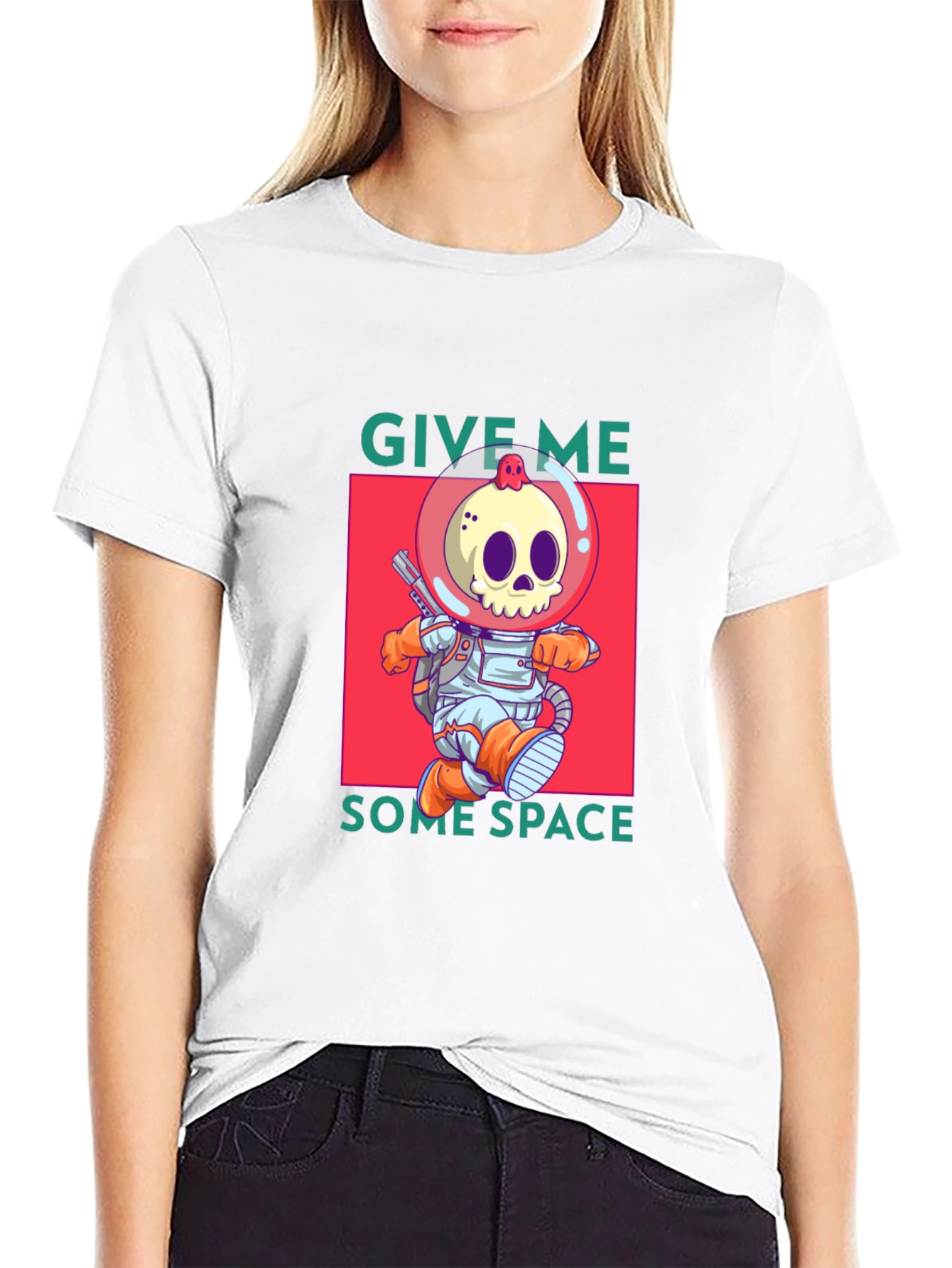 Funny Space Skull Graphic T-Shirt
