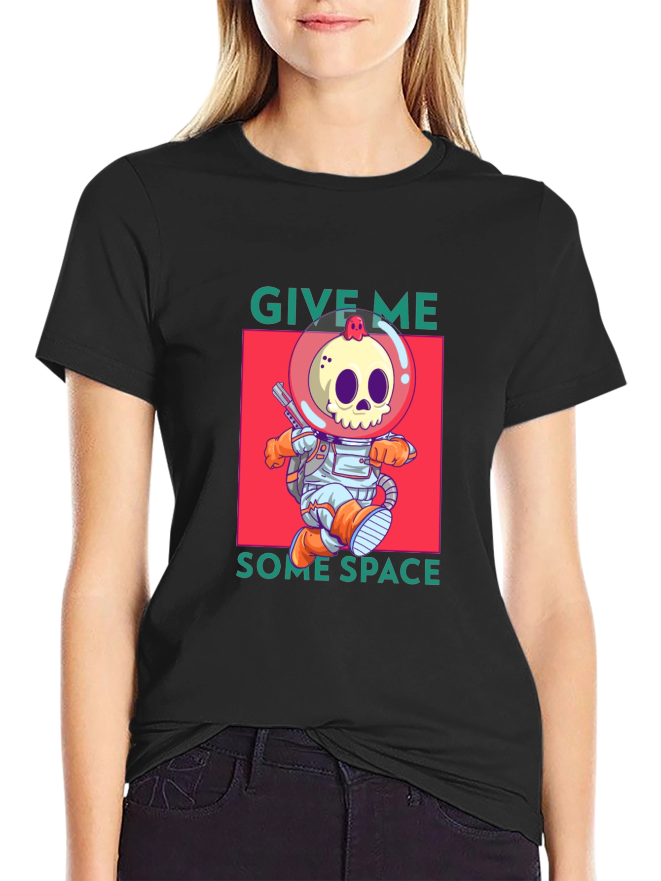 Funny Space Skull Graphic T-Shirt