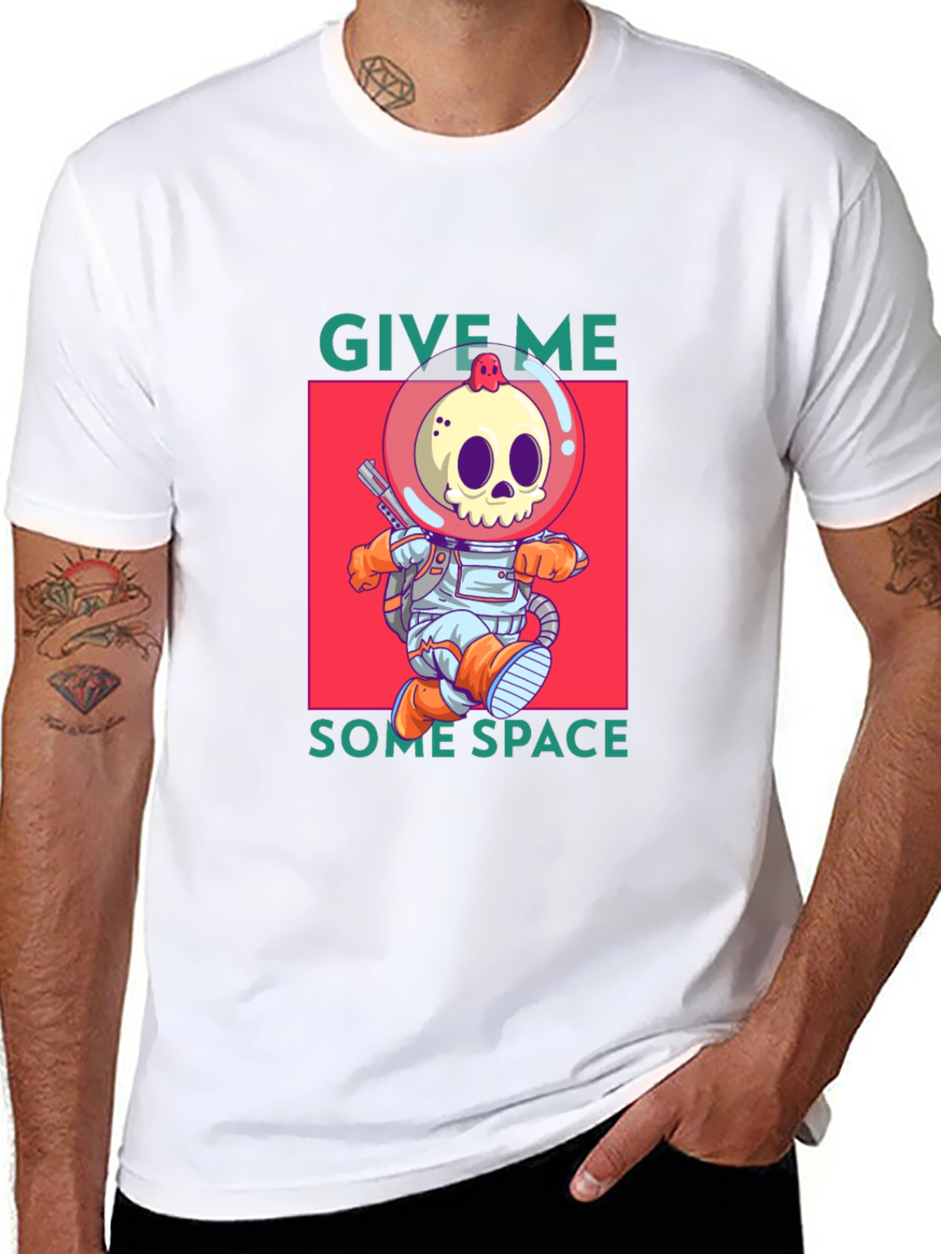 Funny Space Skull Graphic T-Shirt