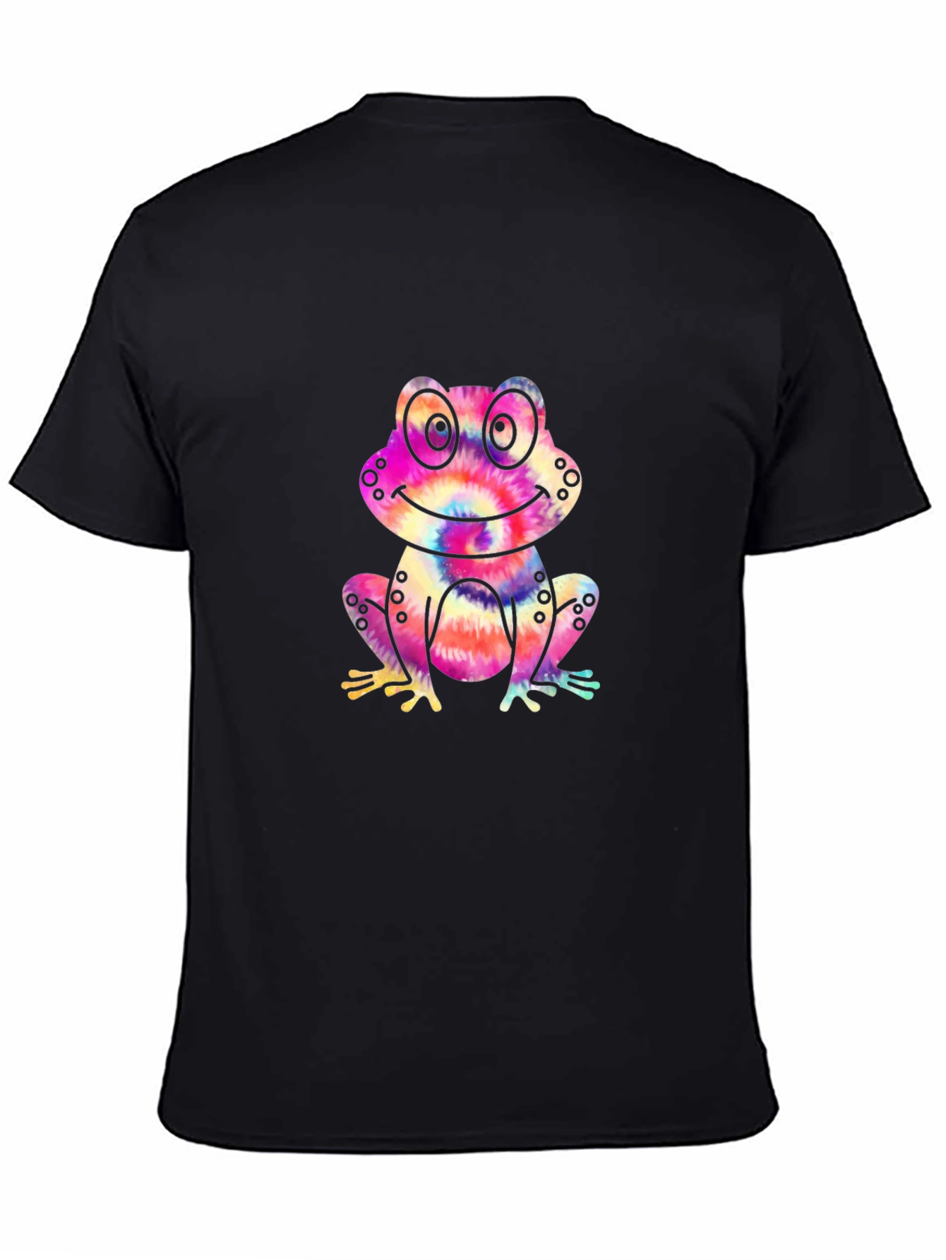 Tie-Dye Frog Graphic Black T-Shirt