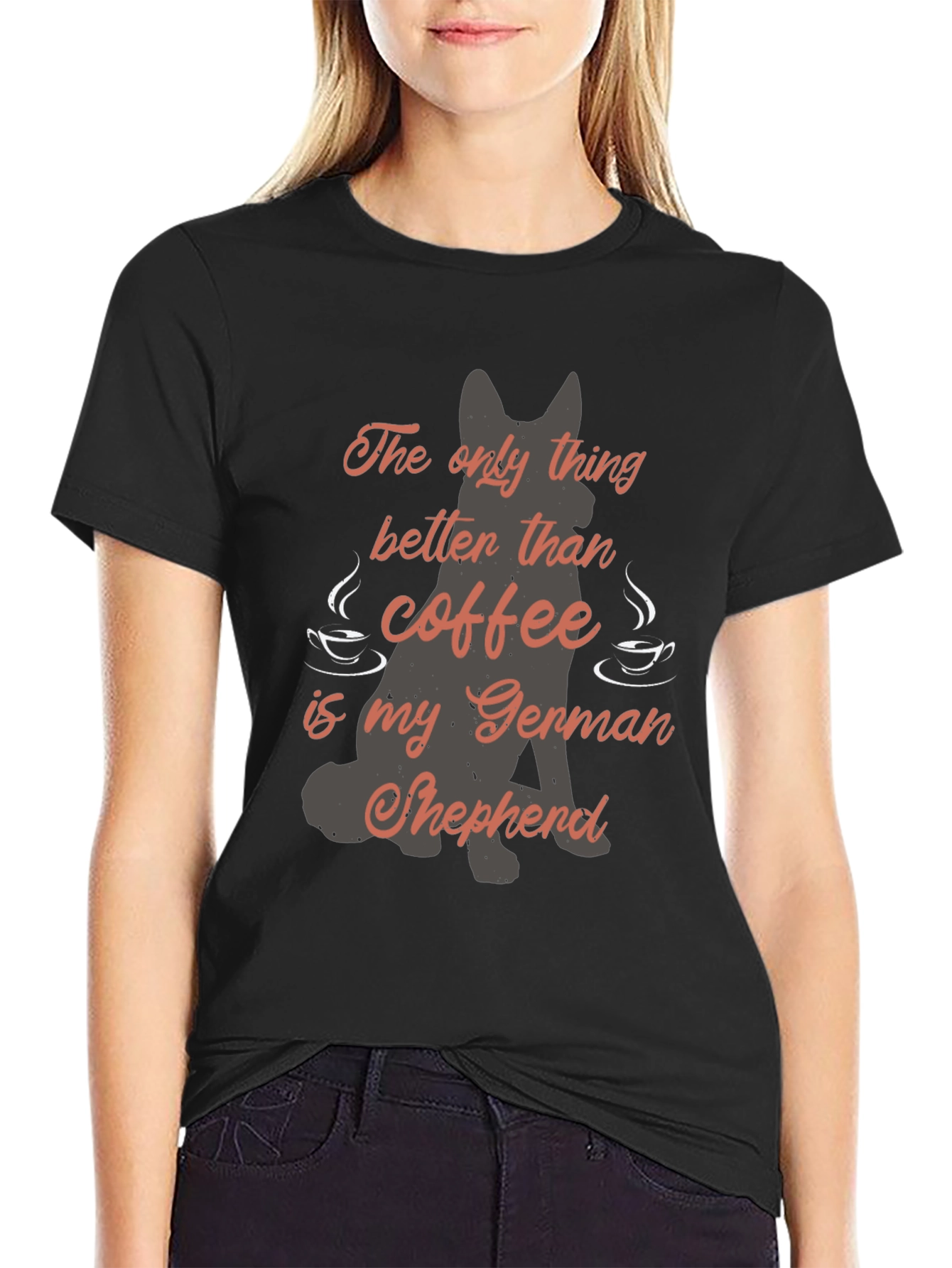 Coffee & German Shepherd Graphic T-Shirt