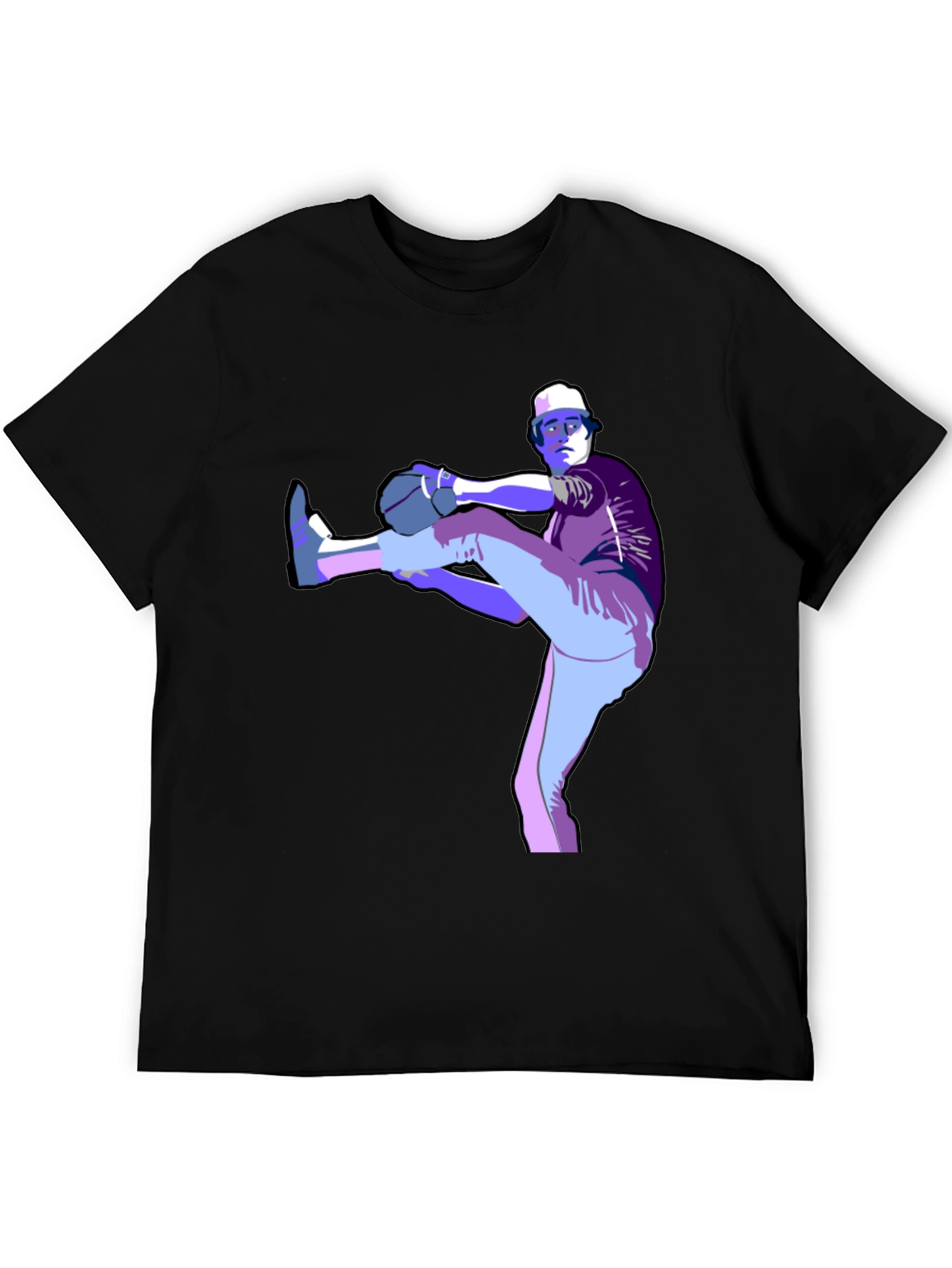 Baseball Pitcher Graphic T-Shirt - Black