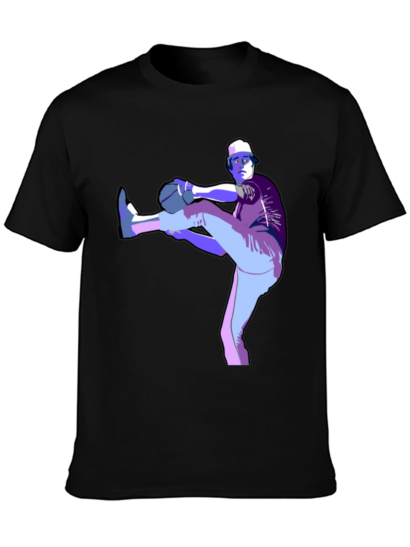 Baseball Pitcher Graphic T-Shirt - Black