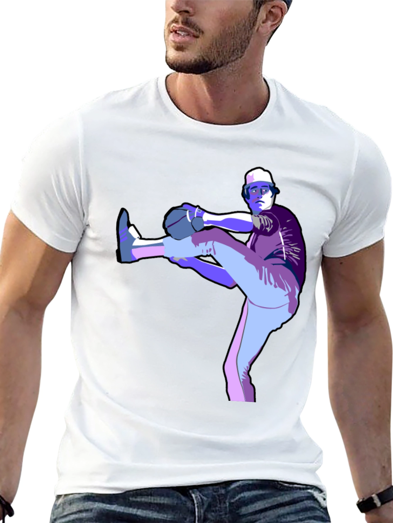 Baseball Pitcher Graphic T-Shirt - Black