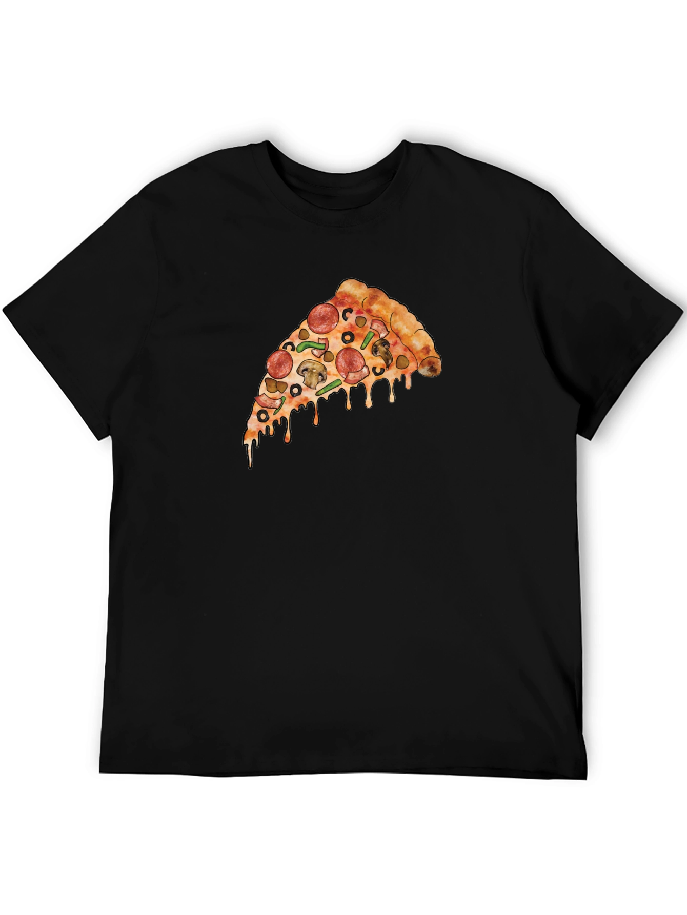Pizza Slice Graphic T-Shirt - Casual Black Tee