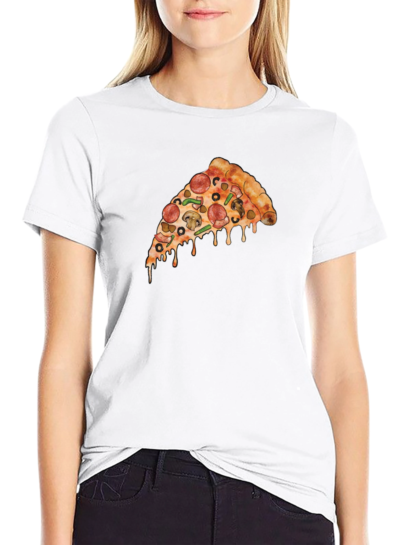 Pizza Slice Graphic T-Shirt - Casual Black Tee