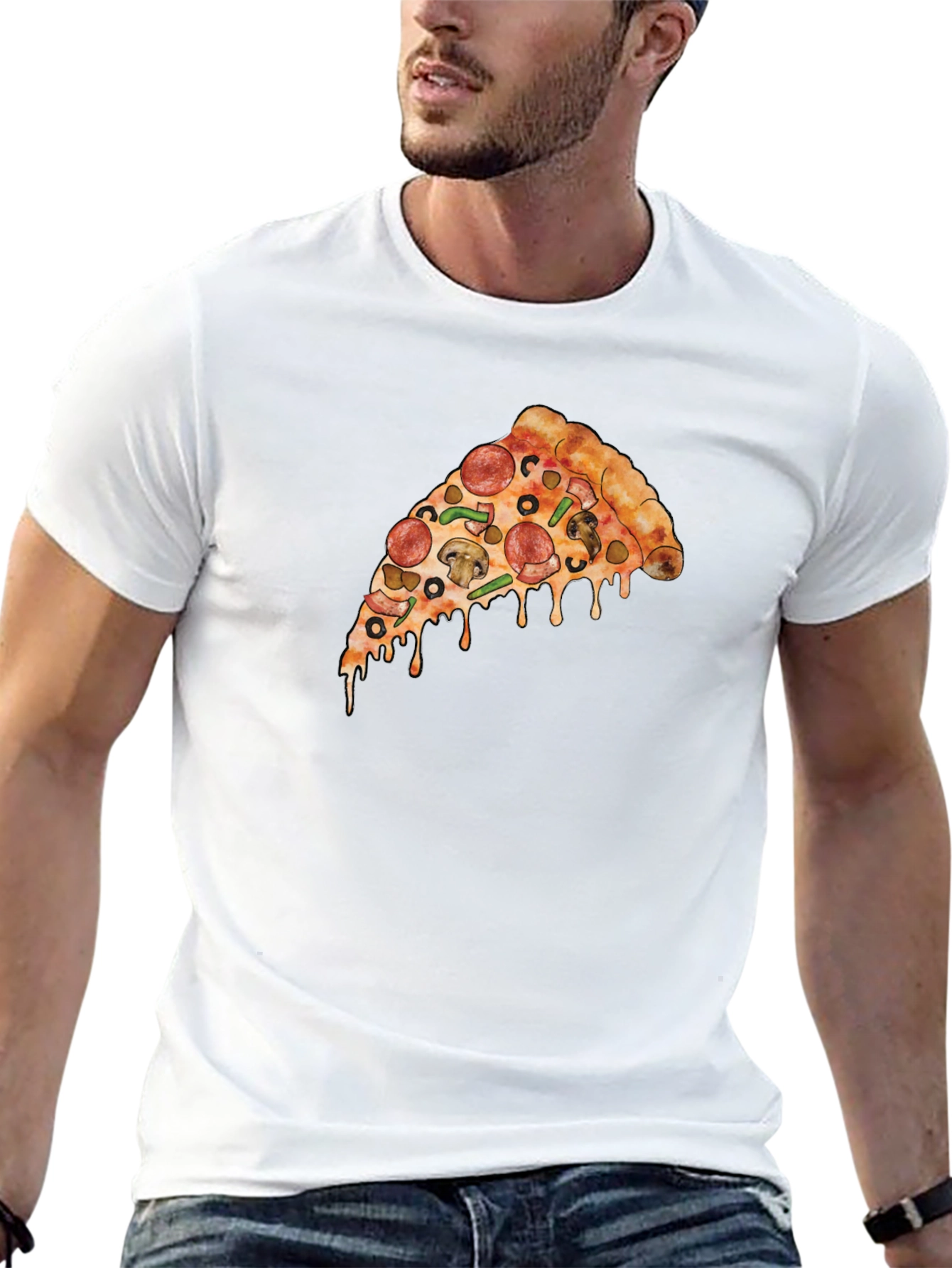 Pizza Slice Graphic T-Shirt - Casual Black Tee