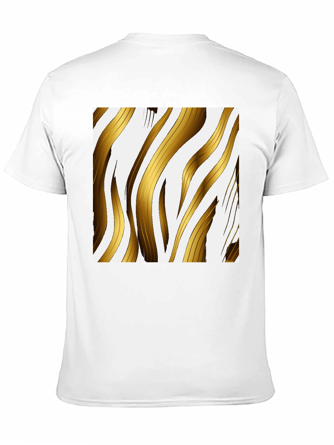 Gold Stripe Print Black T-Shirt