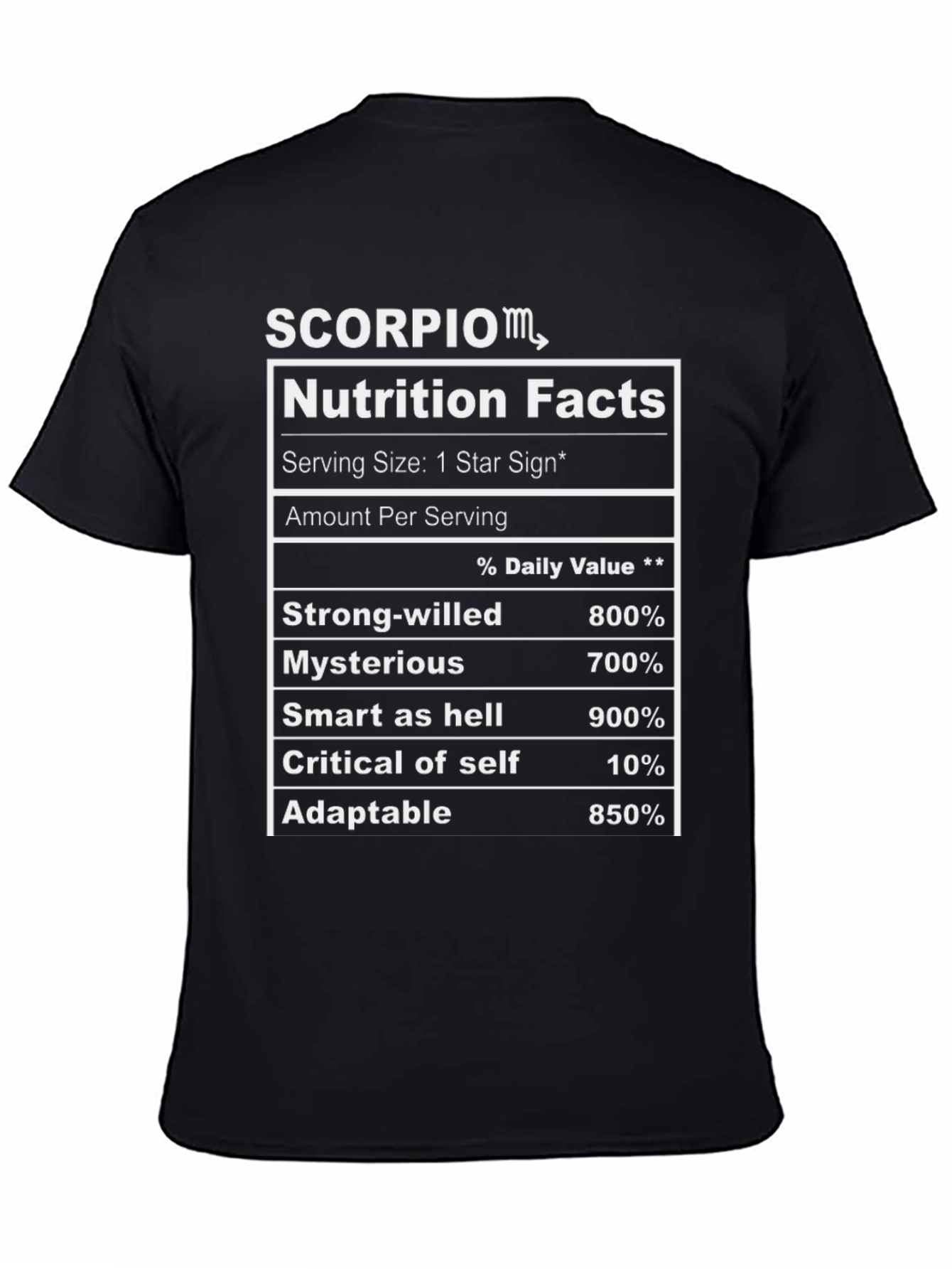 Scorpio Nutrition Facts Zodiac T-Shirt