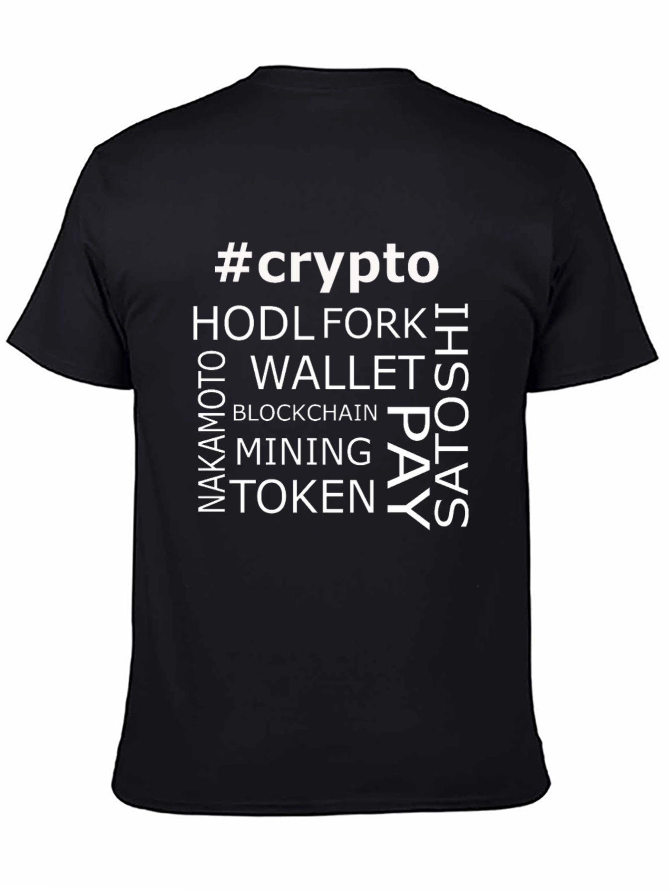Crypto Word Art Black T-Shirt - Blockchain HODL