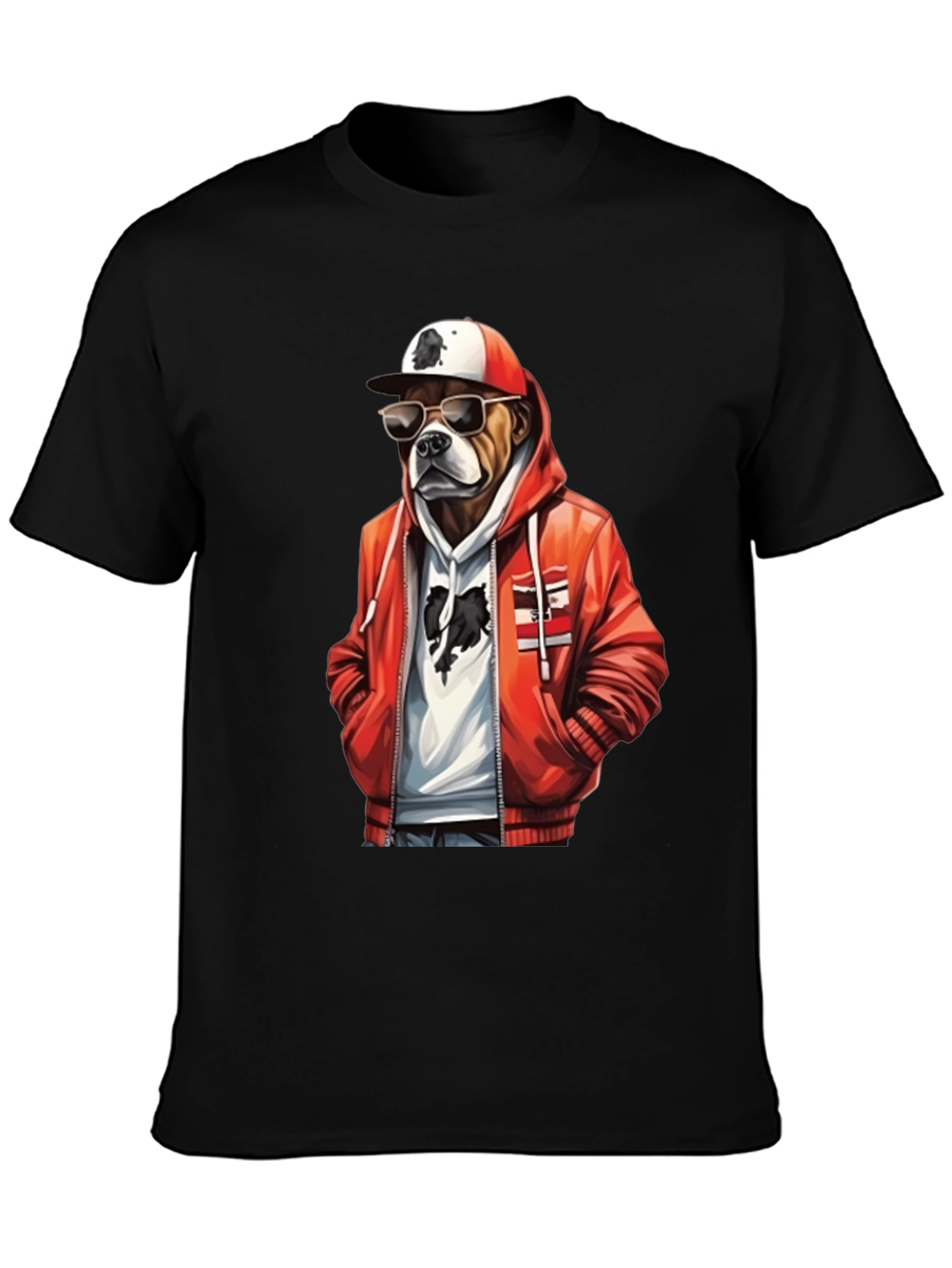 Cool Dog T-Shirt: Bulldog in Hoodie & Shades