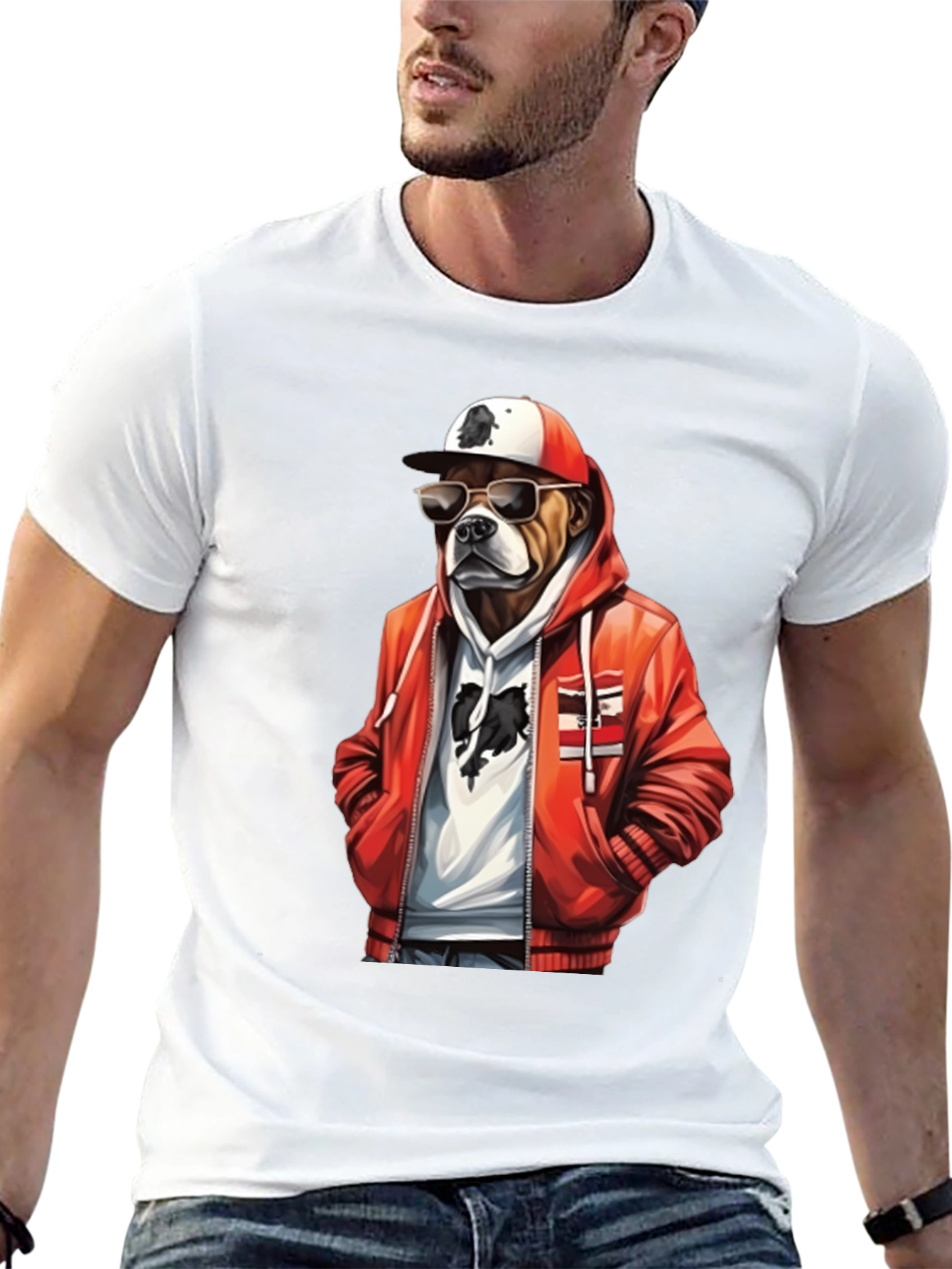 Cool Dog T-Shirt: Bulldog in Hoodie & Shades