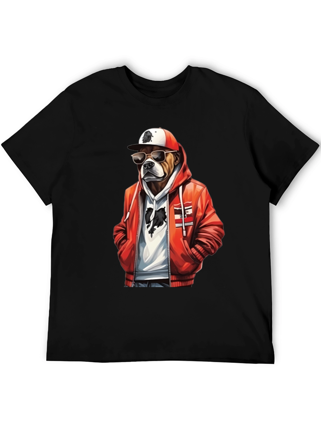 Cool Dog T-Shirt: Bulldog in Hoodie & Shades