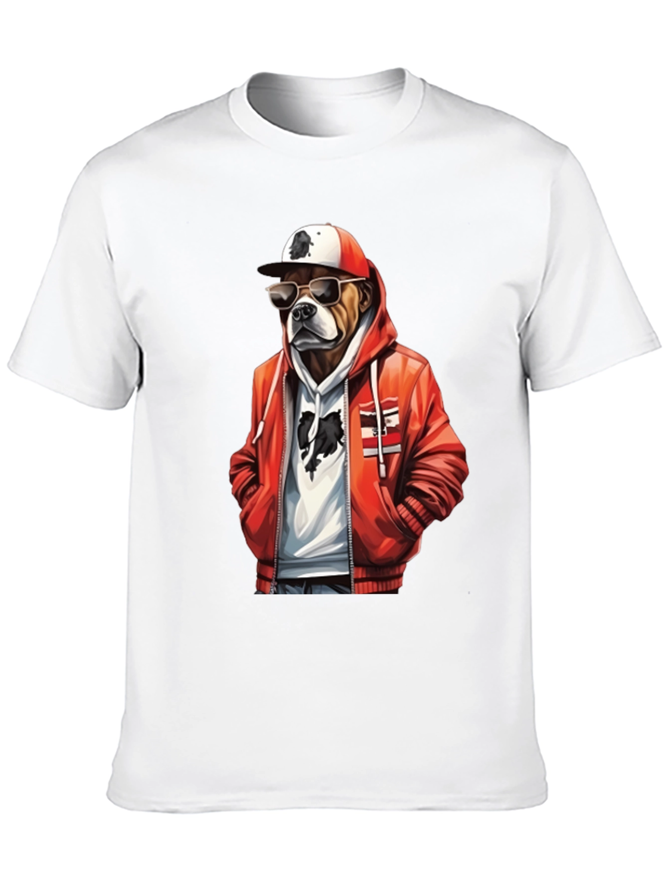 Cool Dog T-Shirt: Bulldog in Hoodie & Shades