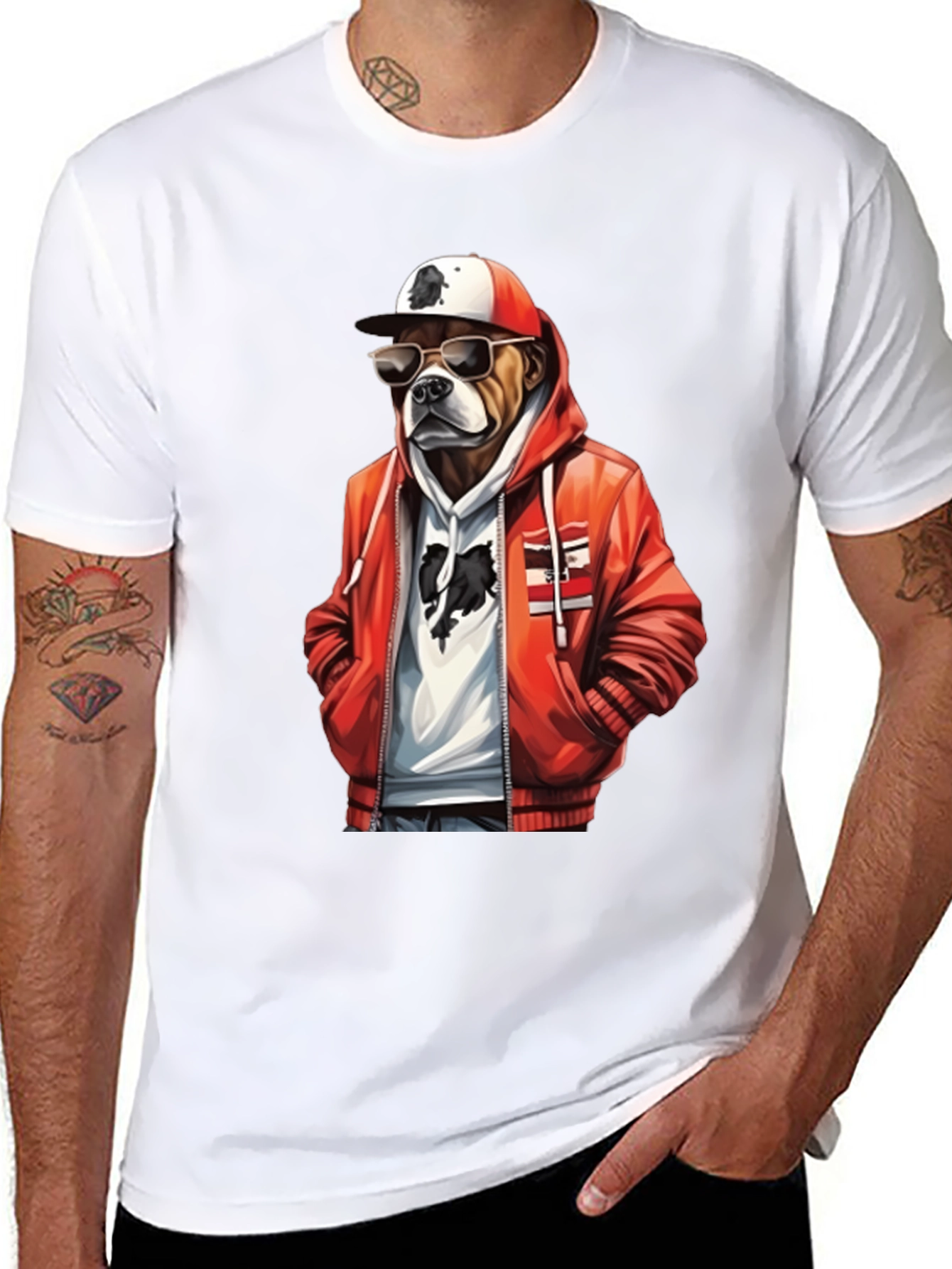 Cool Dog T-Shirt: Bulldog in Hoodie & Shades
