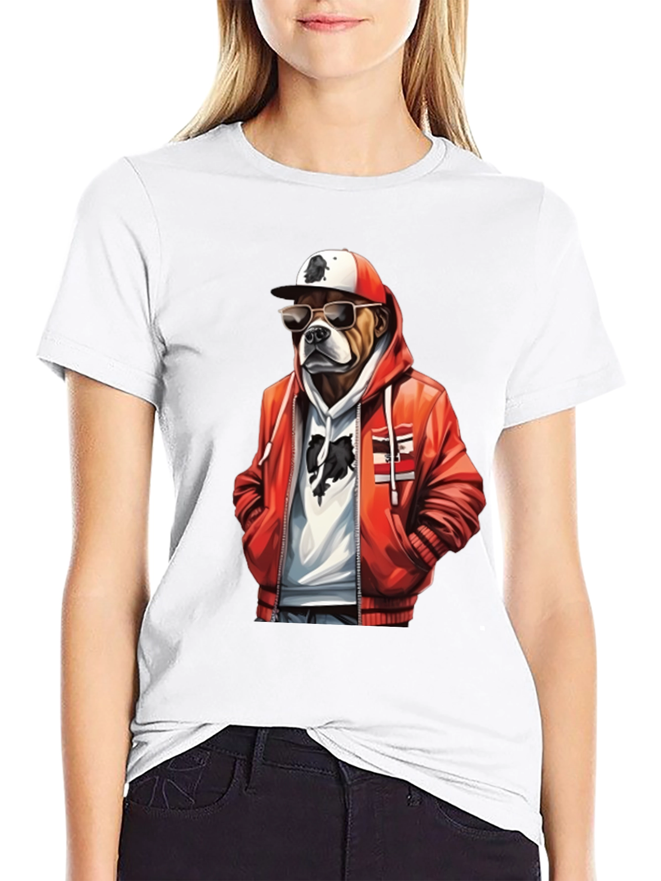 Cool Dog T-Shirt: Bulldog in Hoodie & Shades