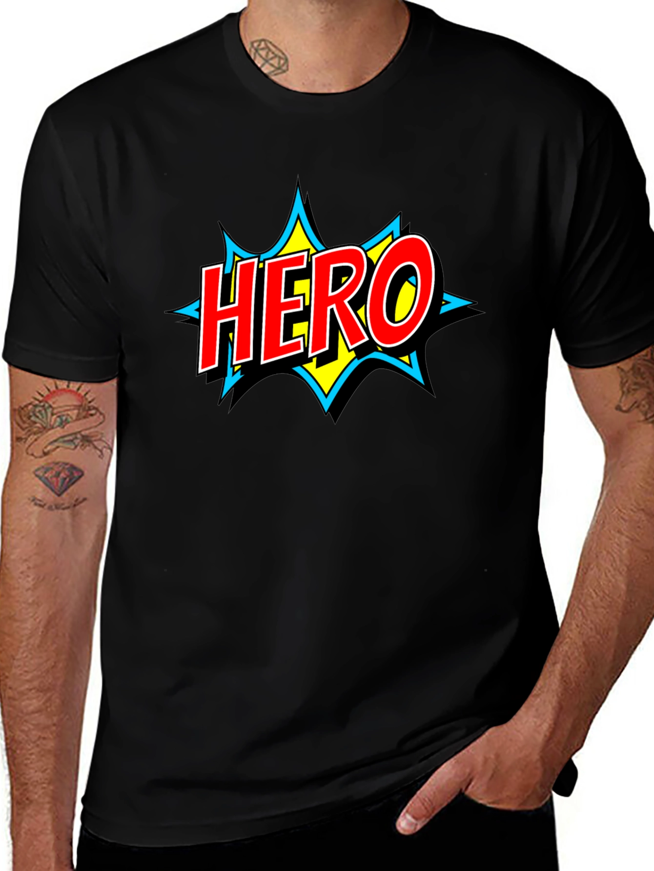 Hero Graphic Print T-Shirt - Black