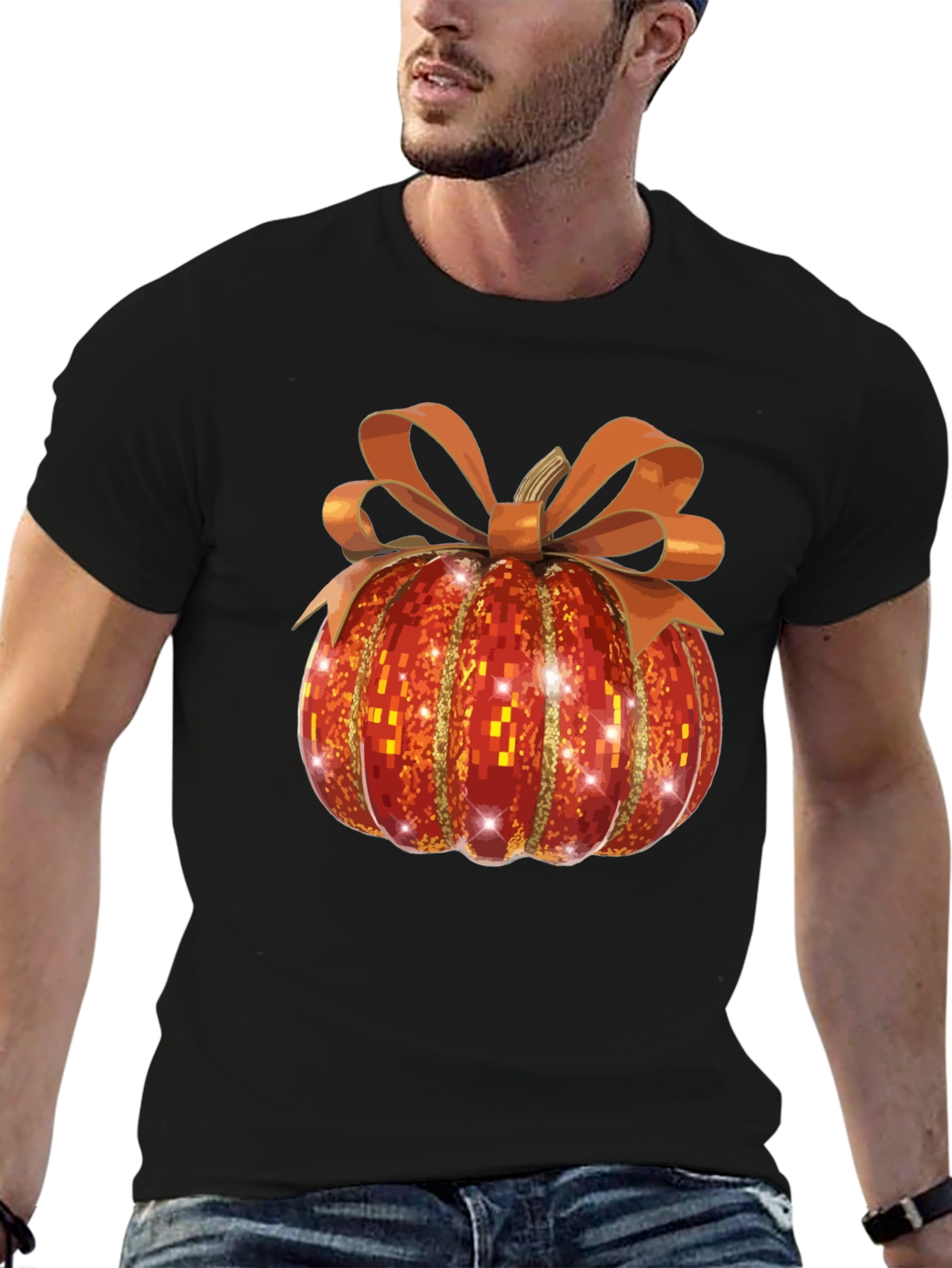 Festive Pumpkin T-Shirt - Autumn Sparkle Design