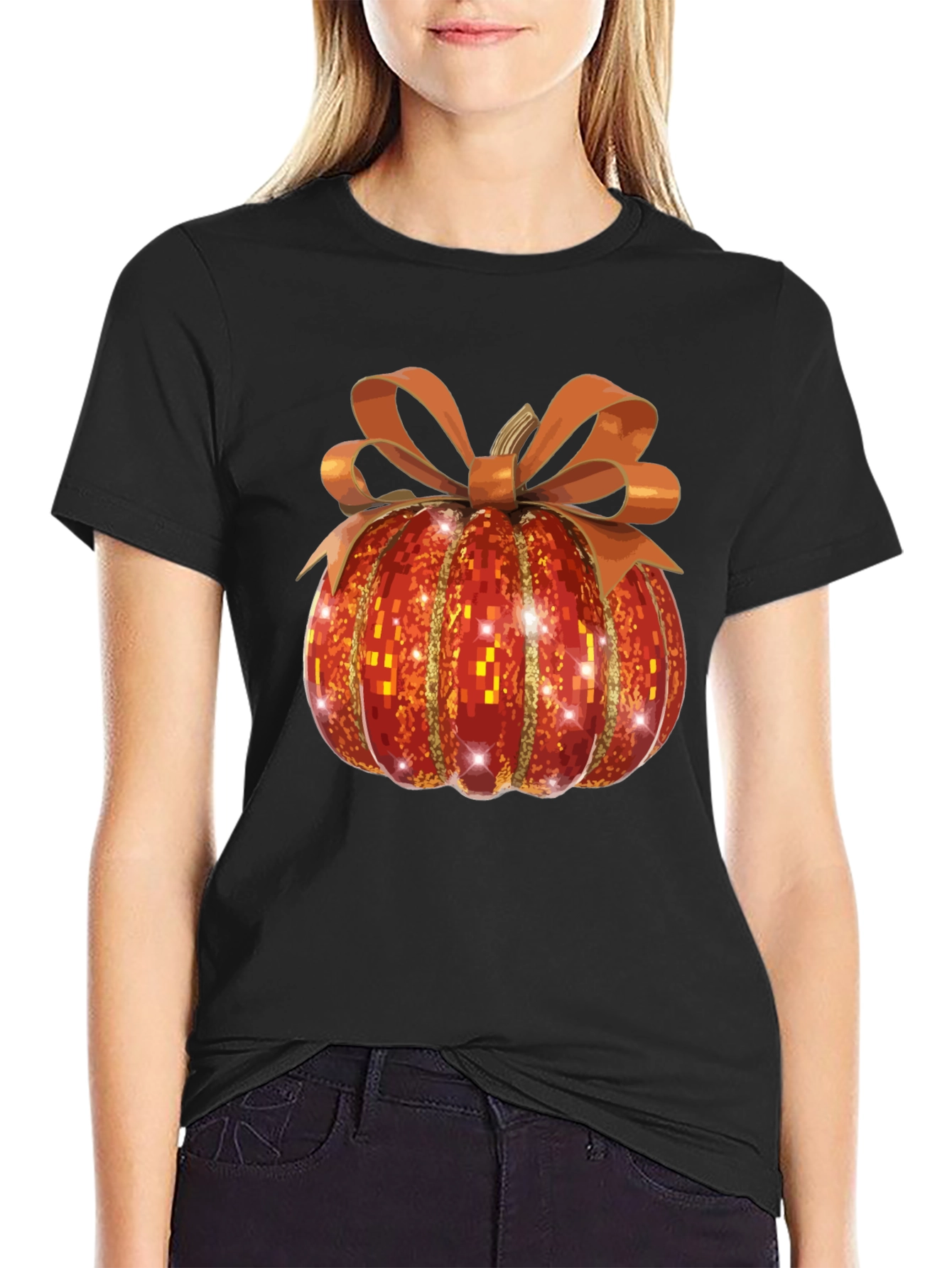 Festive Pumpkin T-Shirt - Autumn Sparkle Design