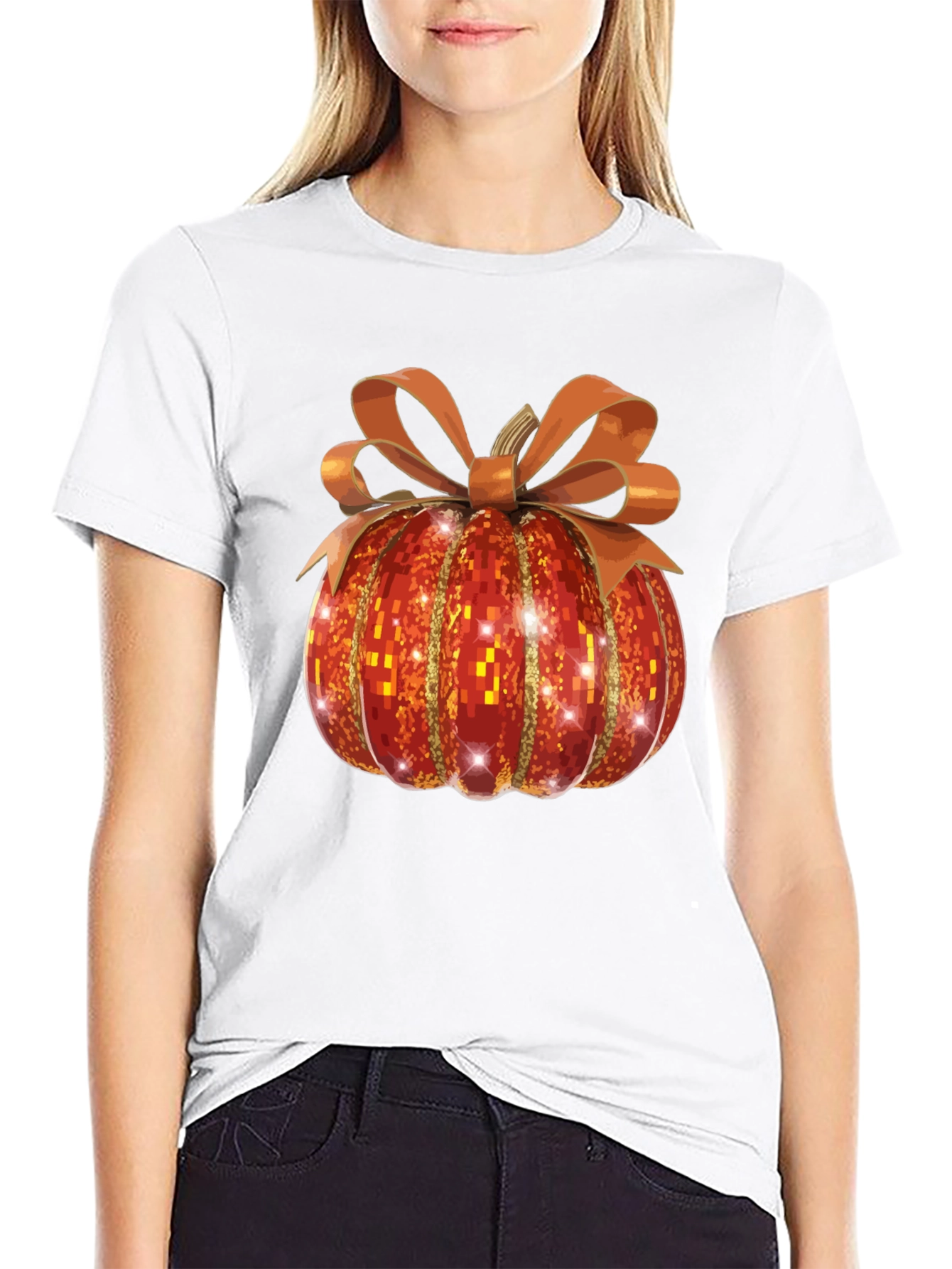 Festive Pumpkin T-Shirt - Autumn Sparkle Design