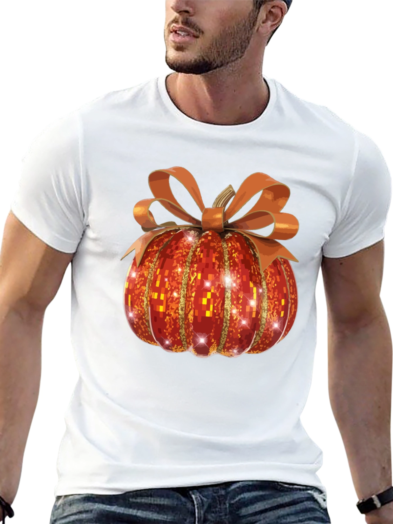 Festive Pumpkin T-Shirt - Autumn Sparkle Design