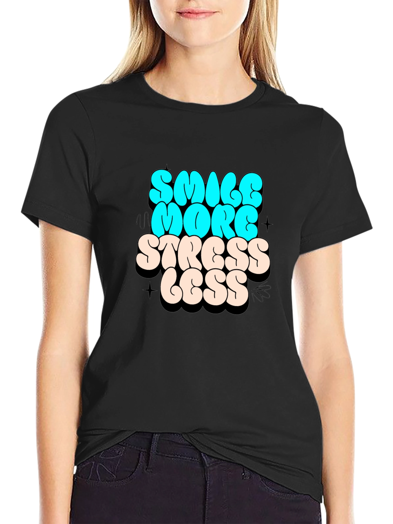 Smile More Stress Less Graphic Tee