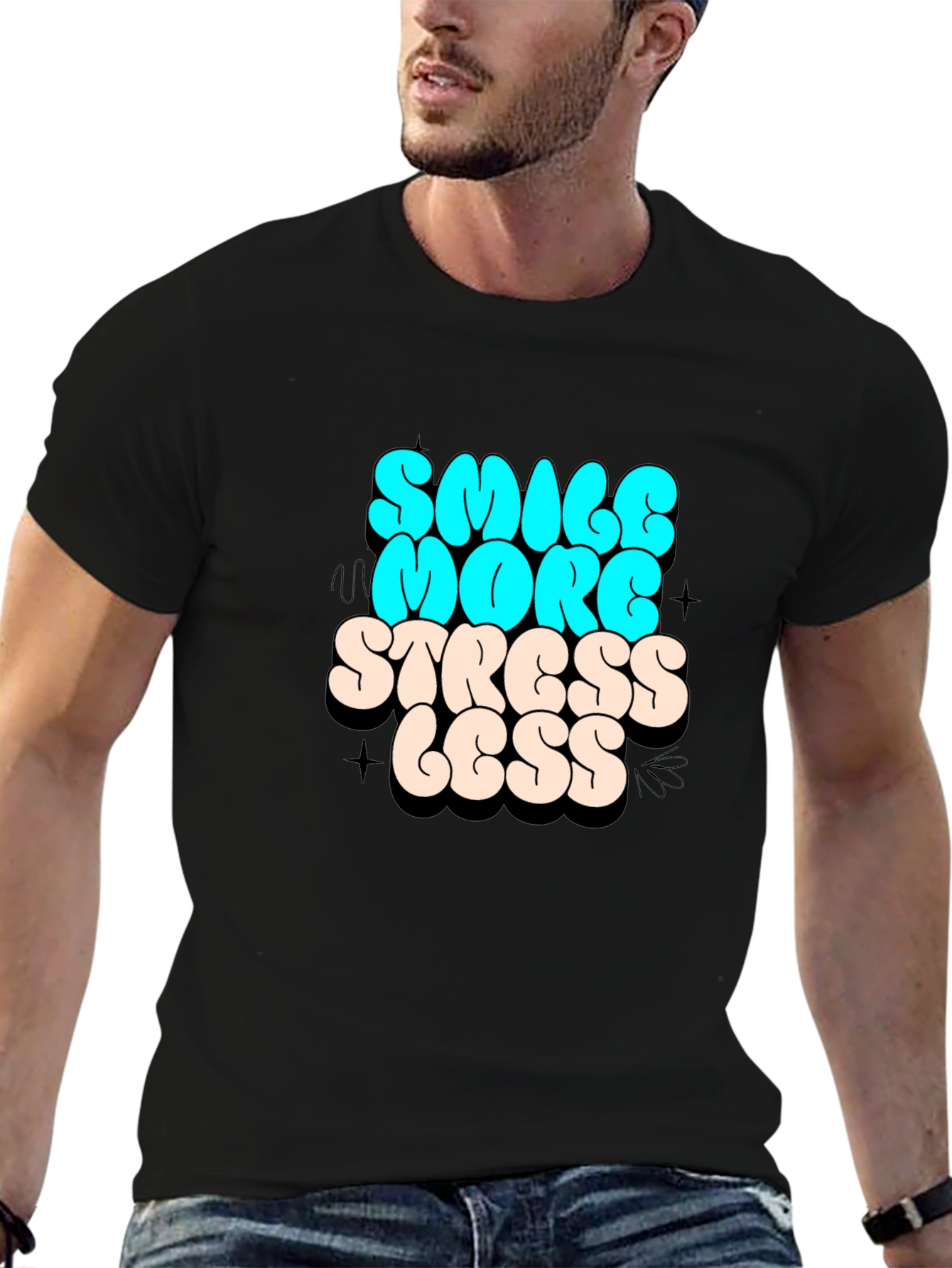 Smile More Stress Less Graphic Tee