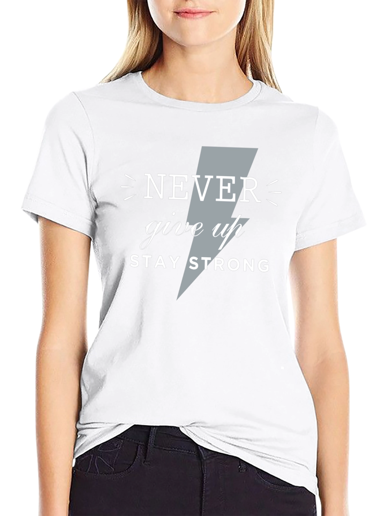 Motivational Never Give Up Graphic Tee - Black