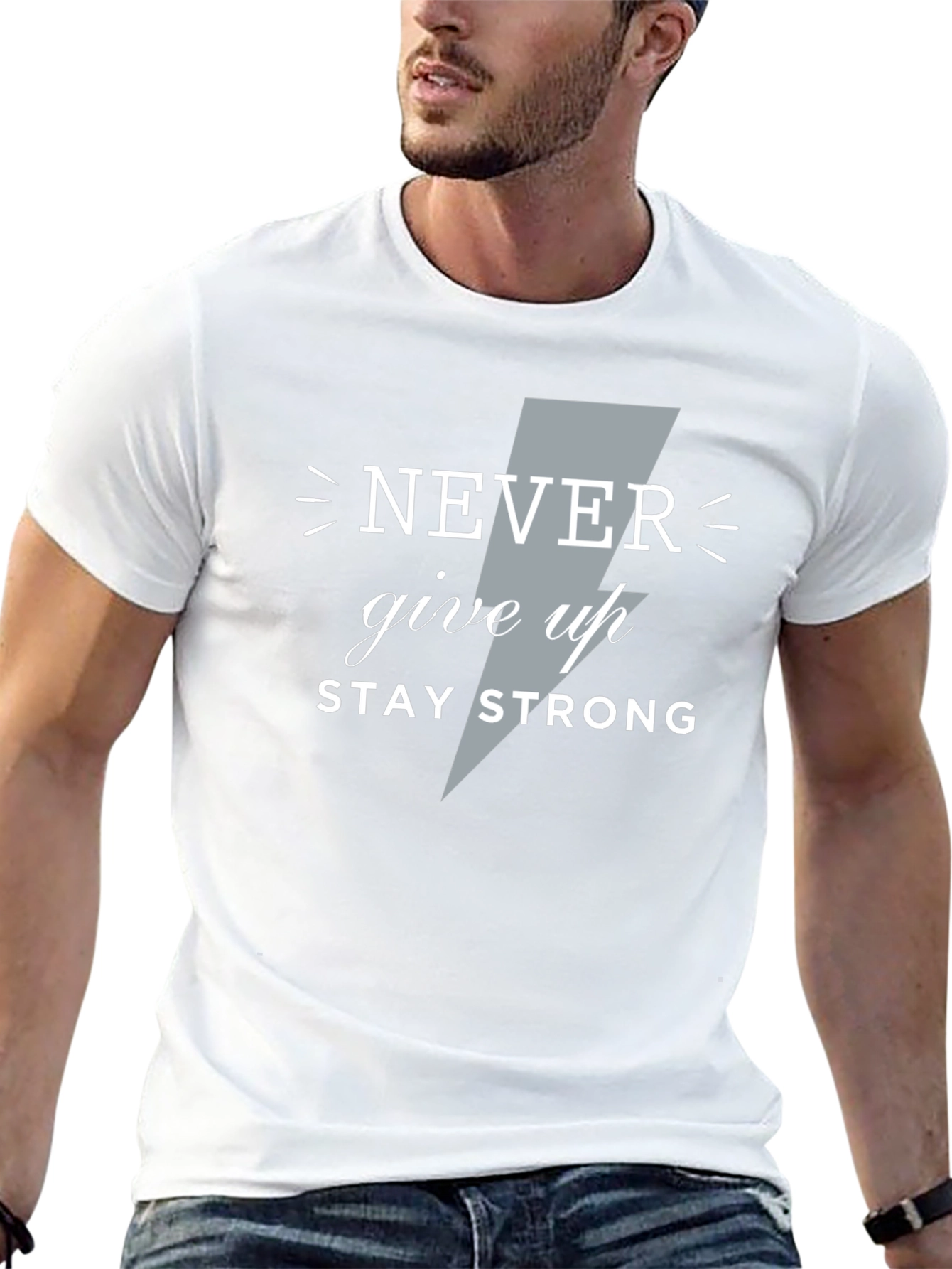 Motivational Never Give Up Graphic Tee - Black