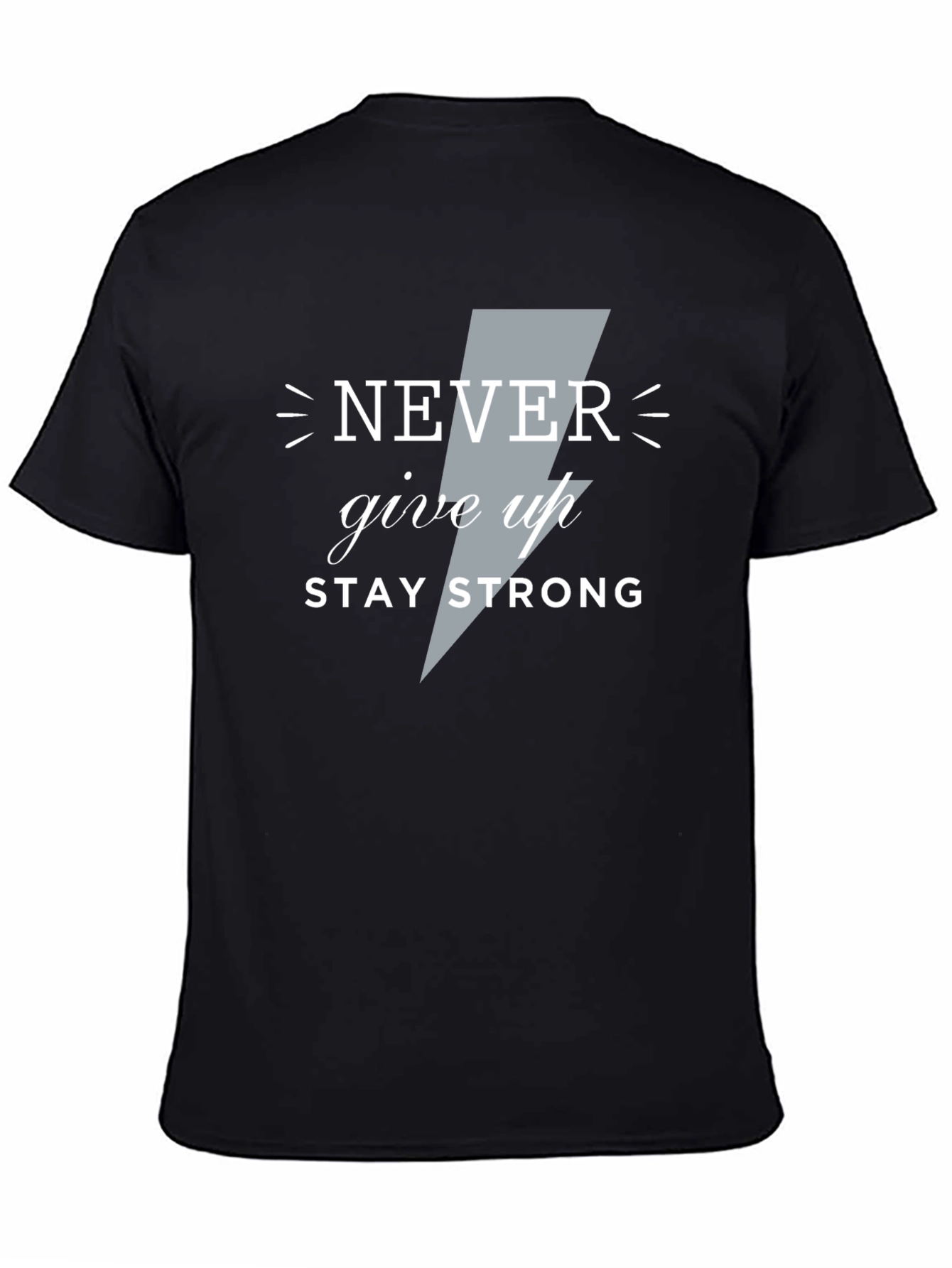 Motivational Never Give Up Graphic Tee - Black
