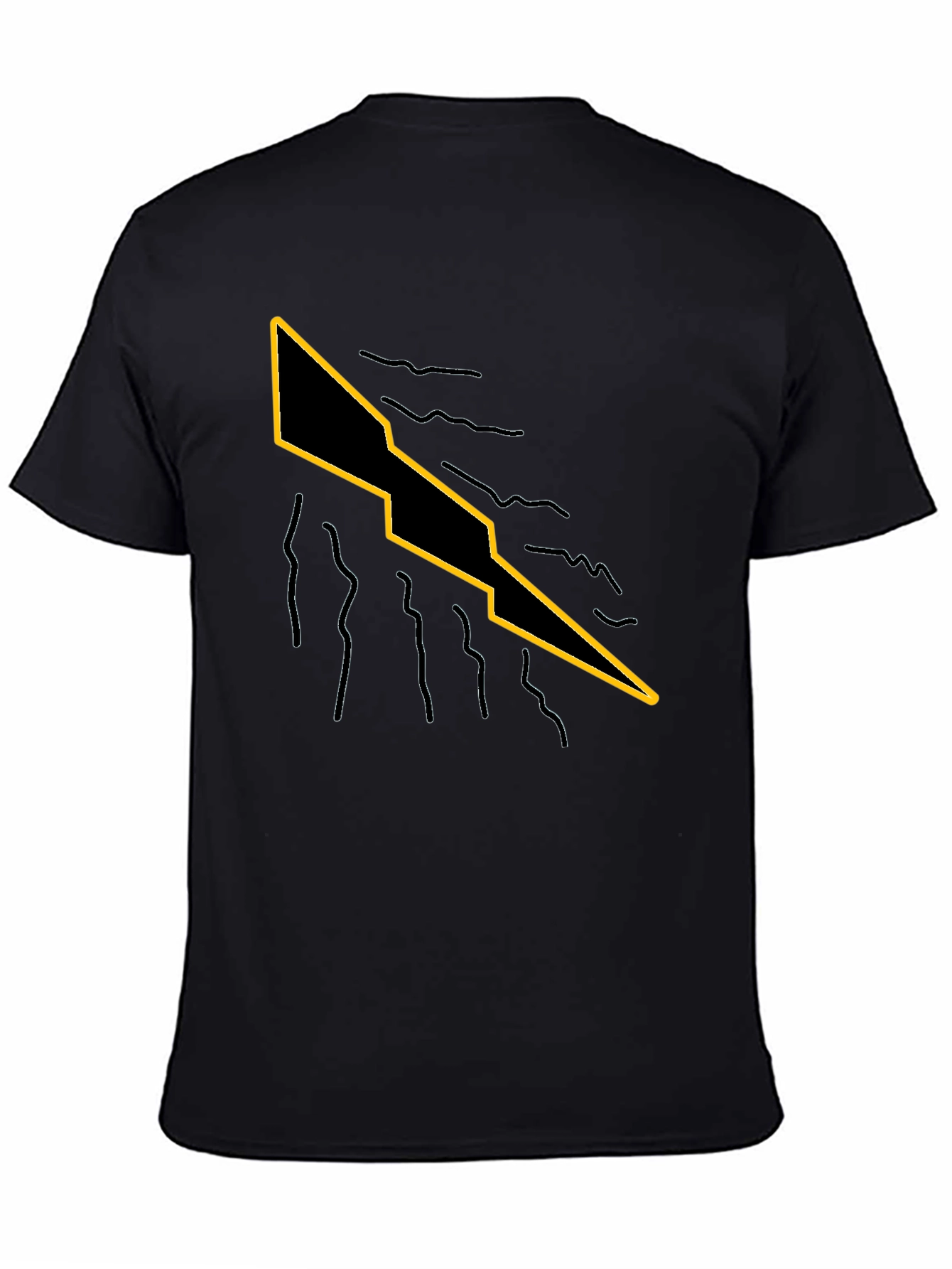 Mens Black T-Shirt with Graphic Lightning Bolt Design