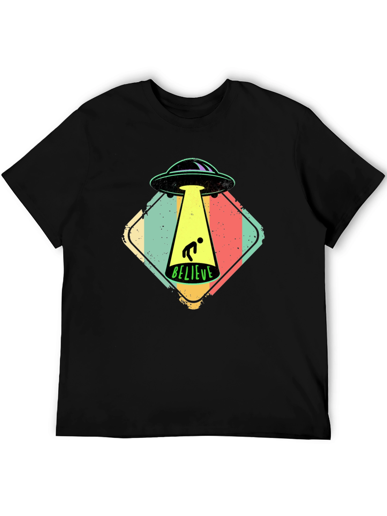Believe Alien Abduction Graphic Tee - Black