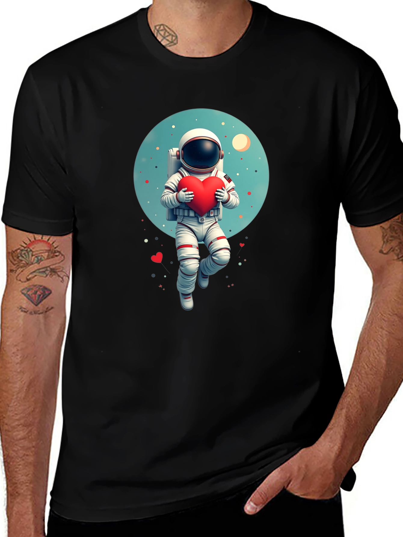 Astronaut Holding Heart Graphic Tee