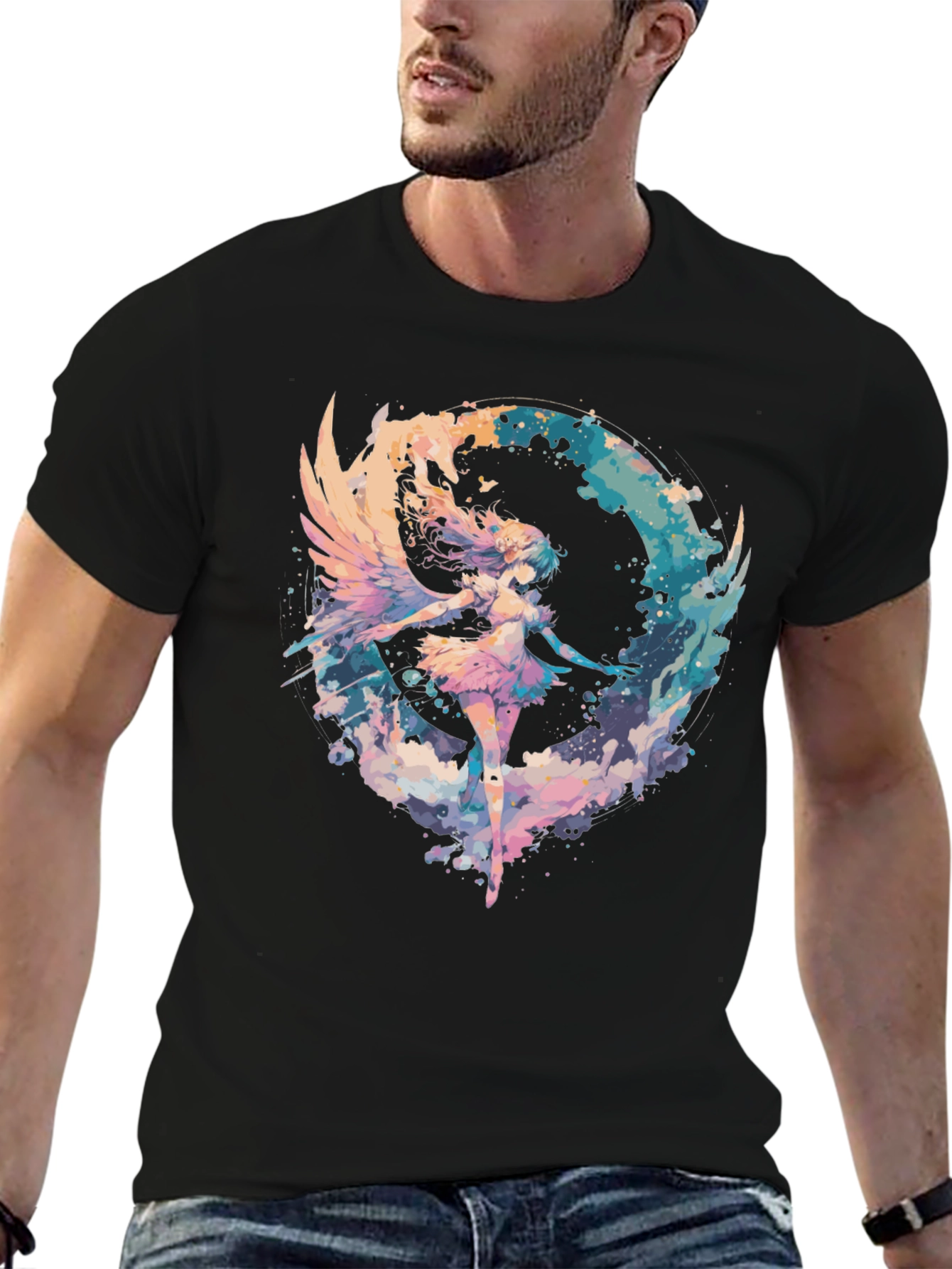 Angel Wings Graphic Tee - Stylish Black T-Shirt