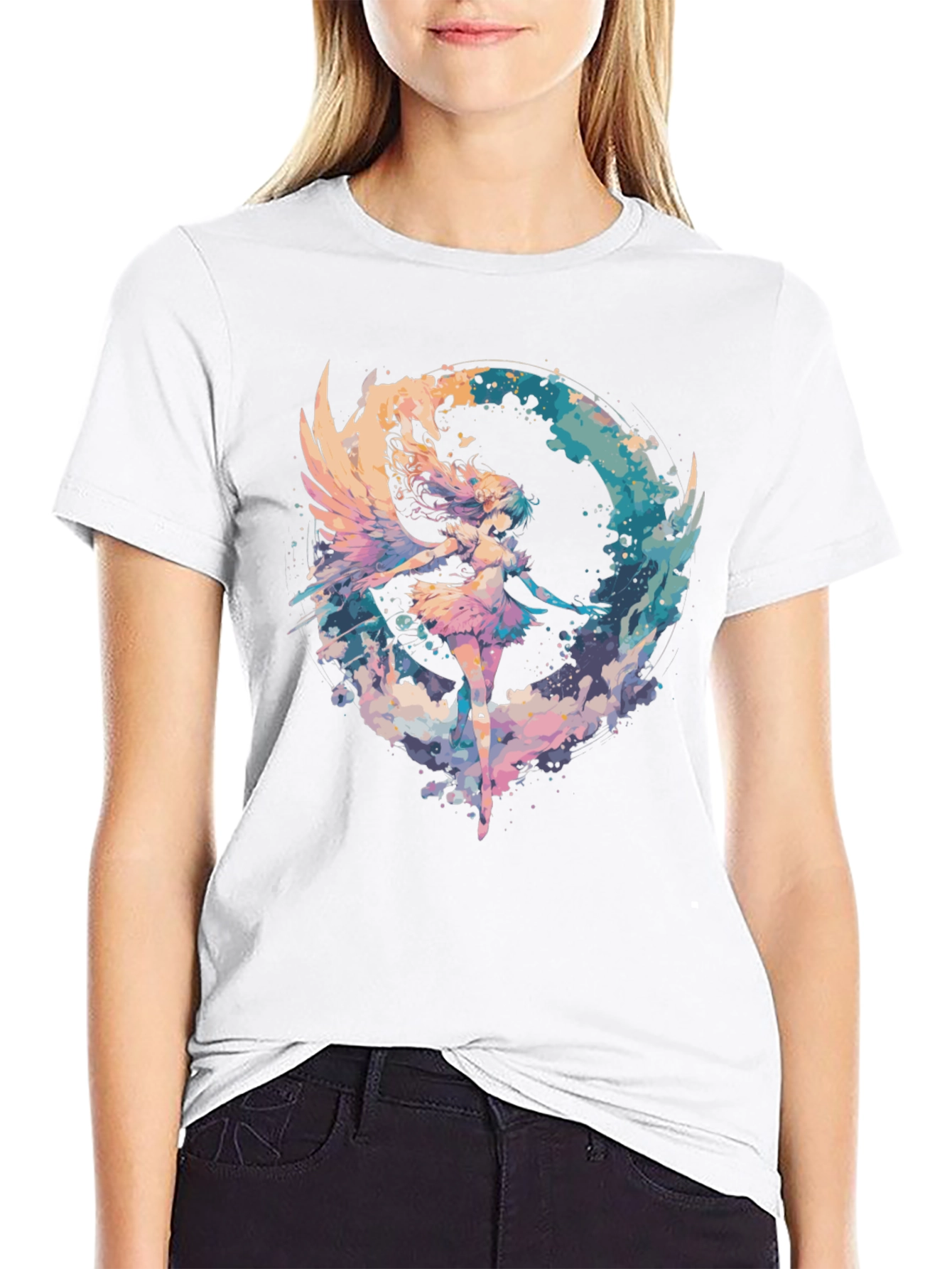 Angel Wings Graphic Tee - Stylish Black T-Shirt