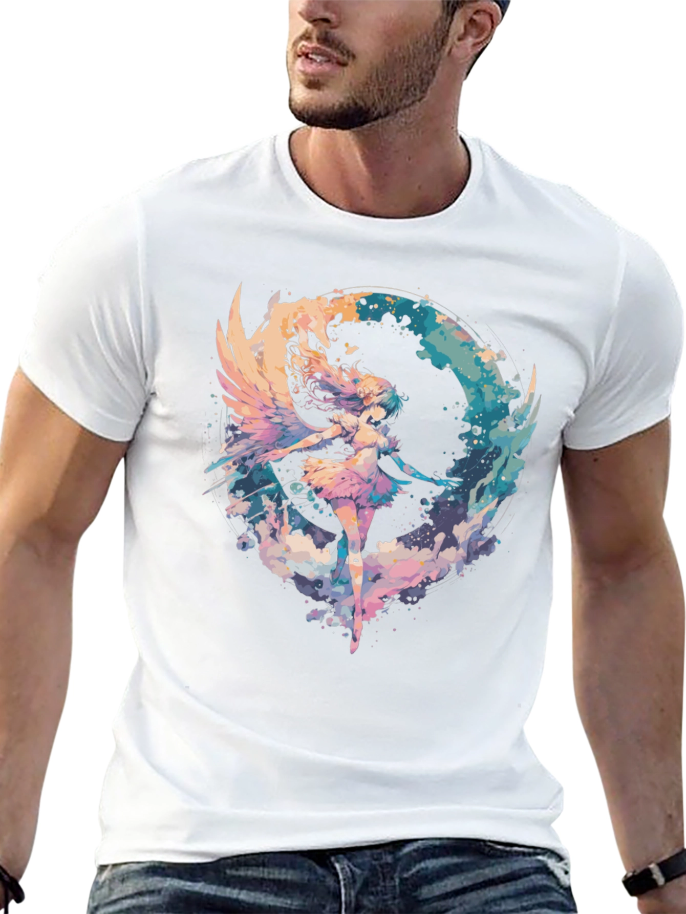 Angel Wings Graphic Tee - Stylish Black T-Shirt
