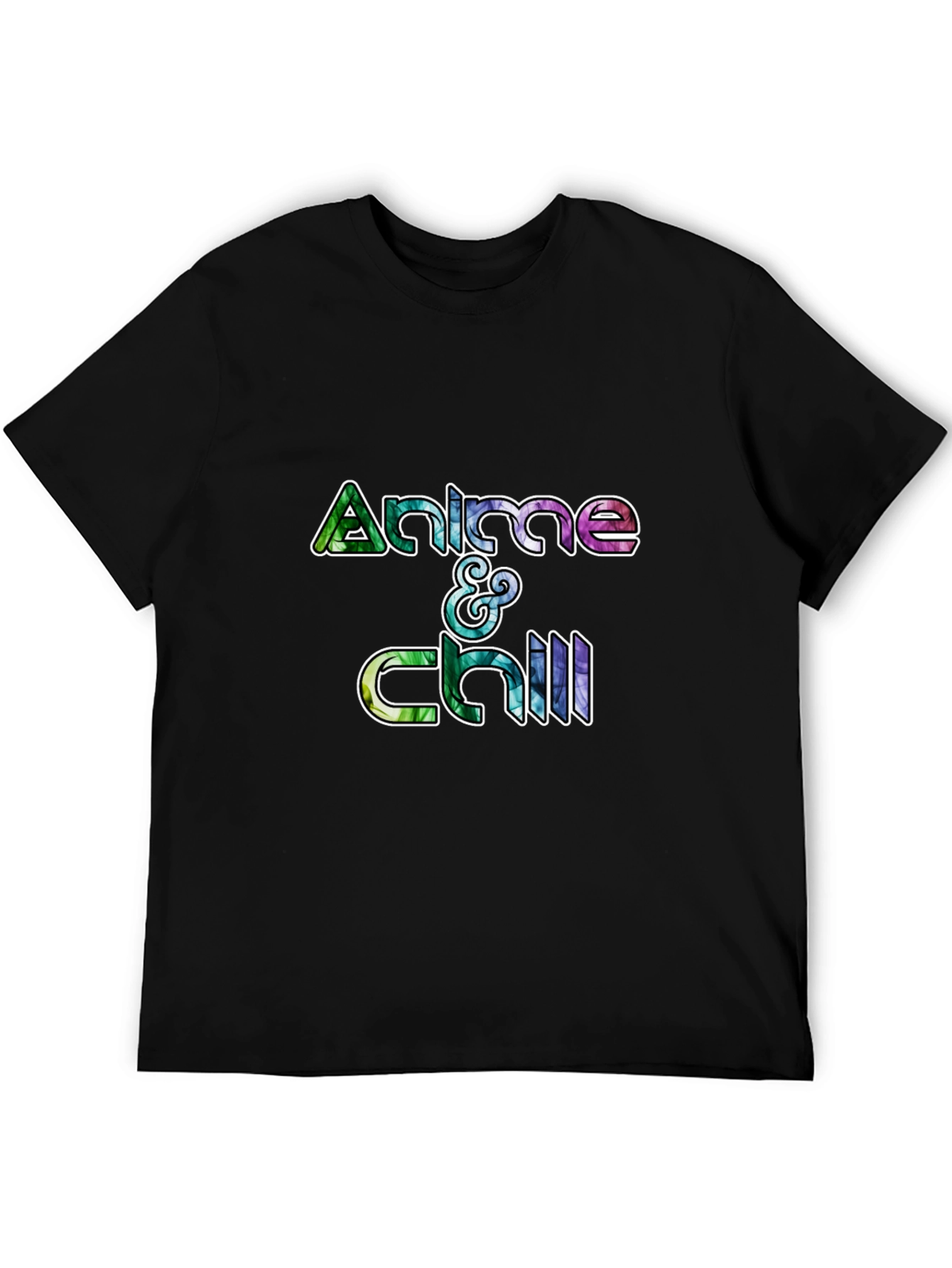 Anime & Chill Graphic Tee - Black Cotton T-Shirt