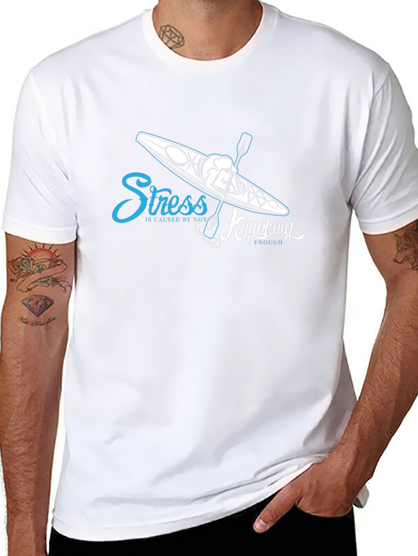 Stress Kayaking Graphic T-Shirt - Black Cotton Tee