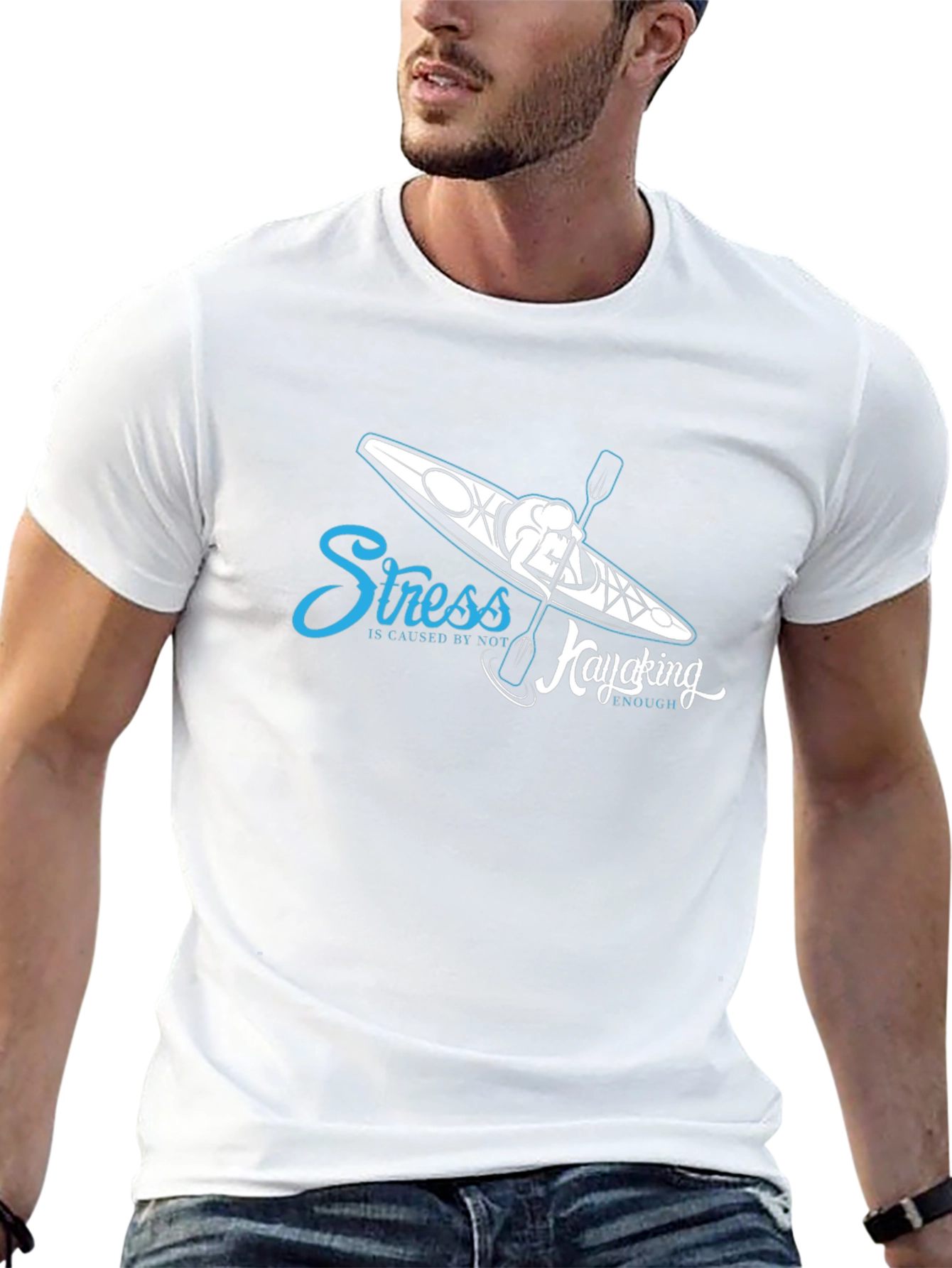 Stress Kayaking Graphic T-Shirt - Black Cotton Tee
