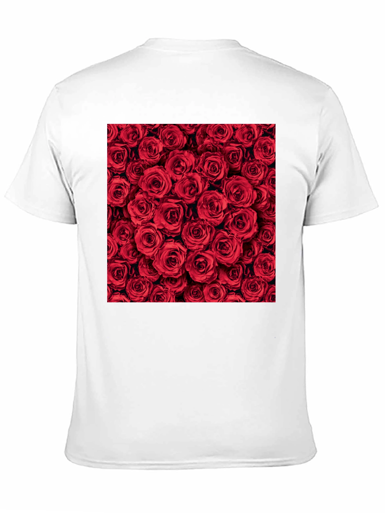 Red Roses Floral Print Crew Neck T-Shirt