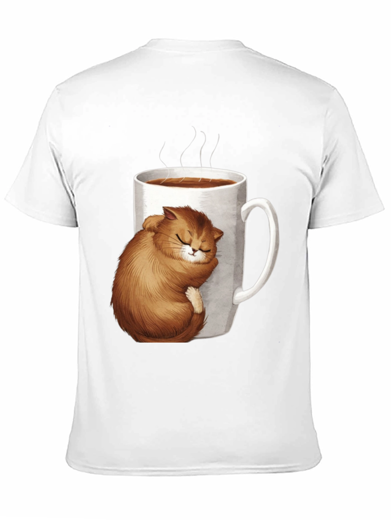 Cute Cat in Coffee Cup Black T-Shirt