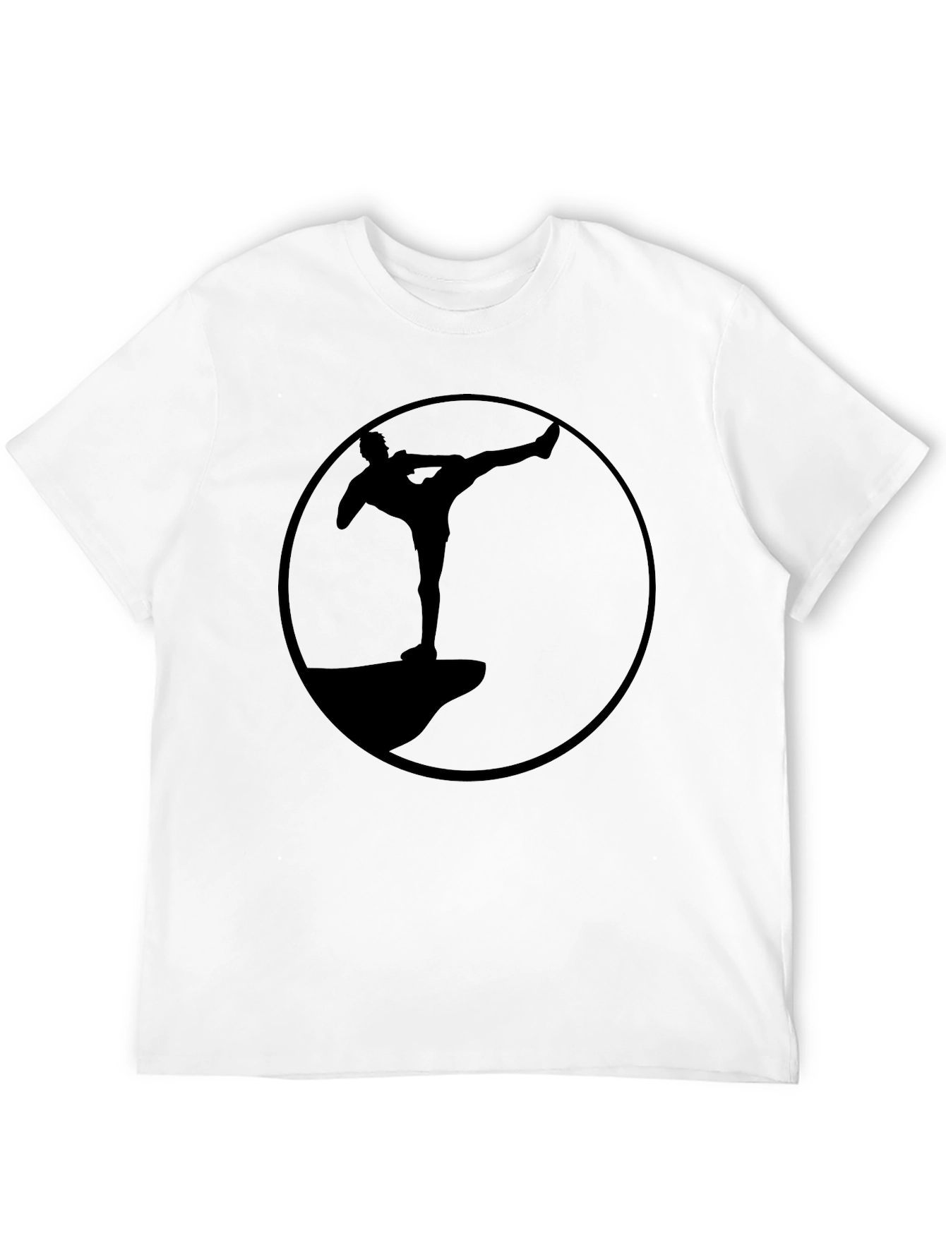 Silhouette Martial Arts Round Graphic Black T-Shirt