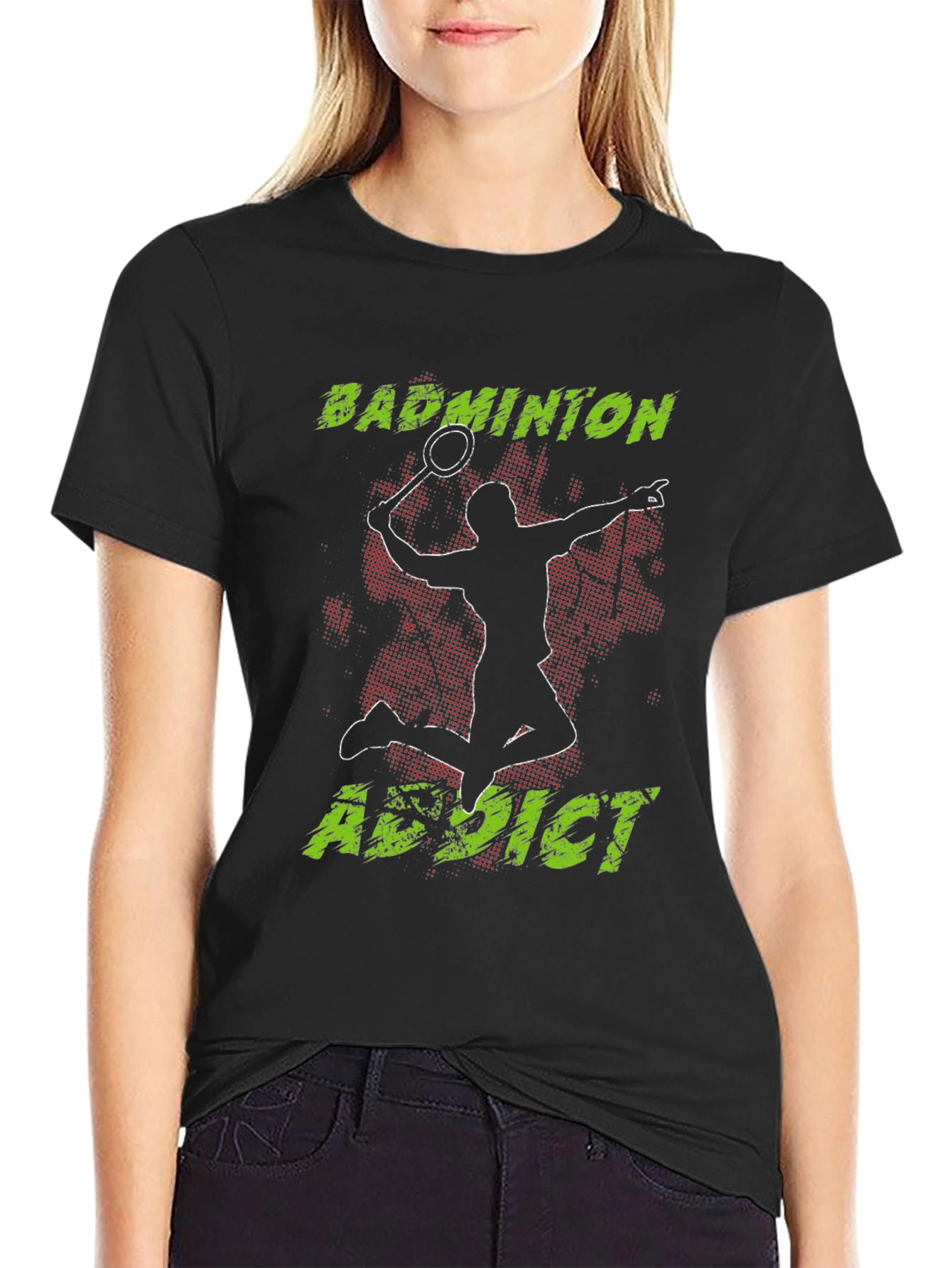 Badminton Addict Graphic Tee - Black