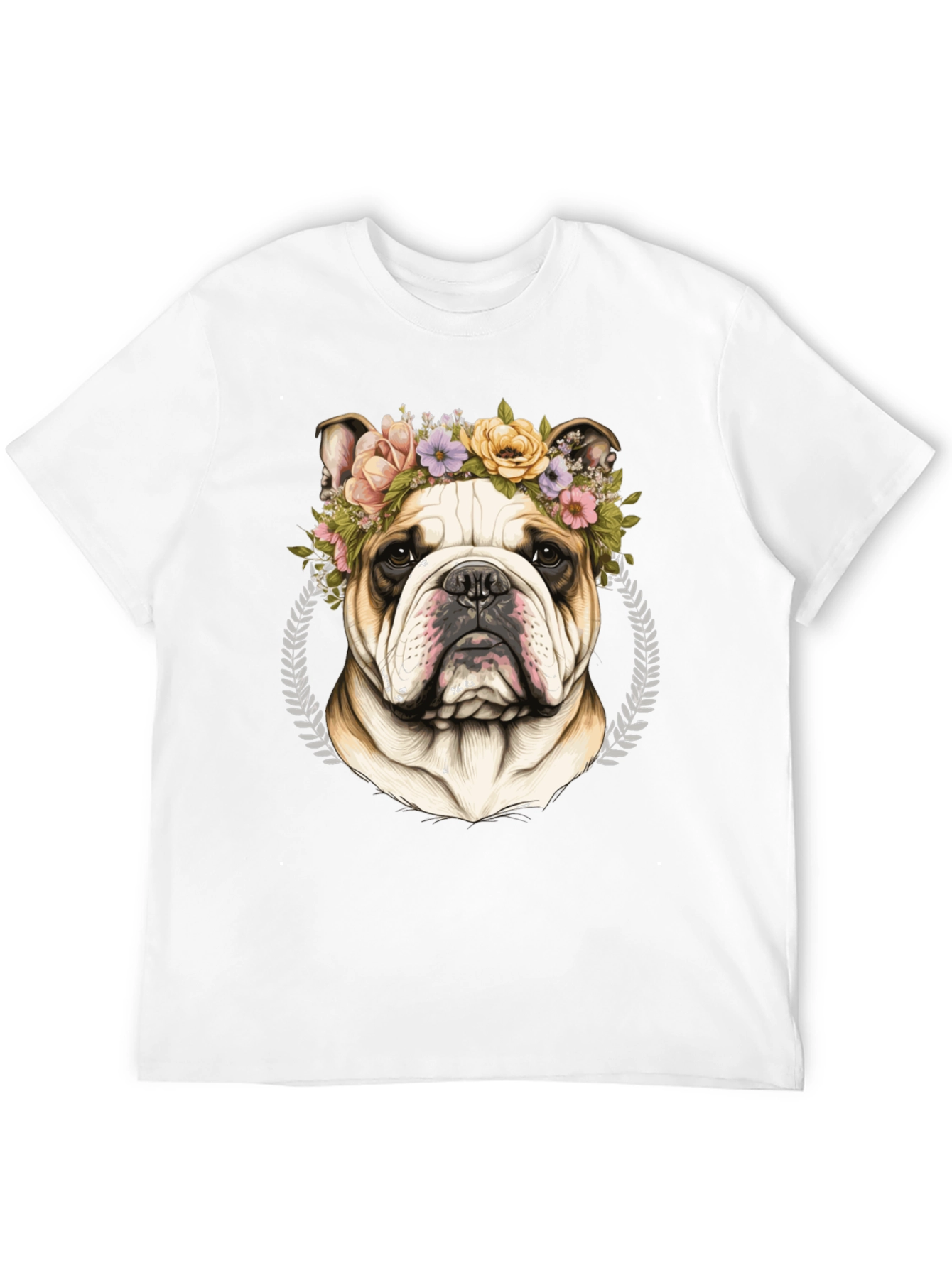 Bulldog Floral Crown Graphic Tee