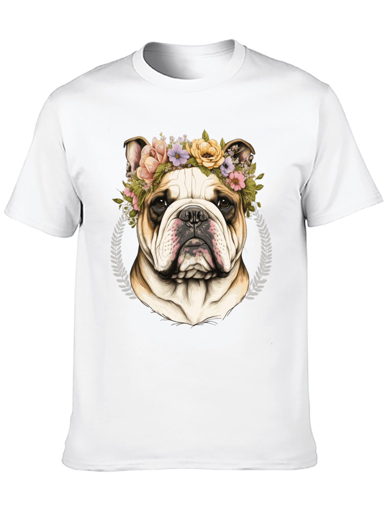 Bulldog Floral Crown Graphic Tee